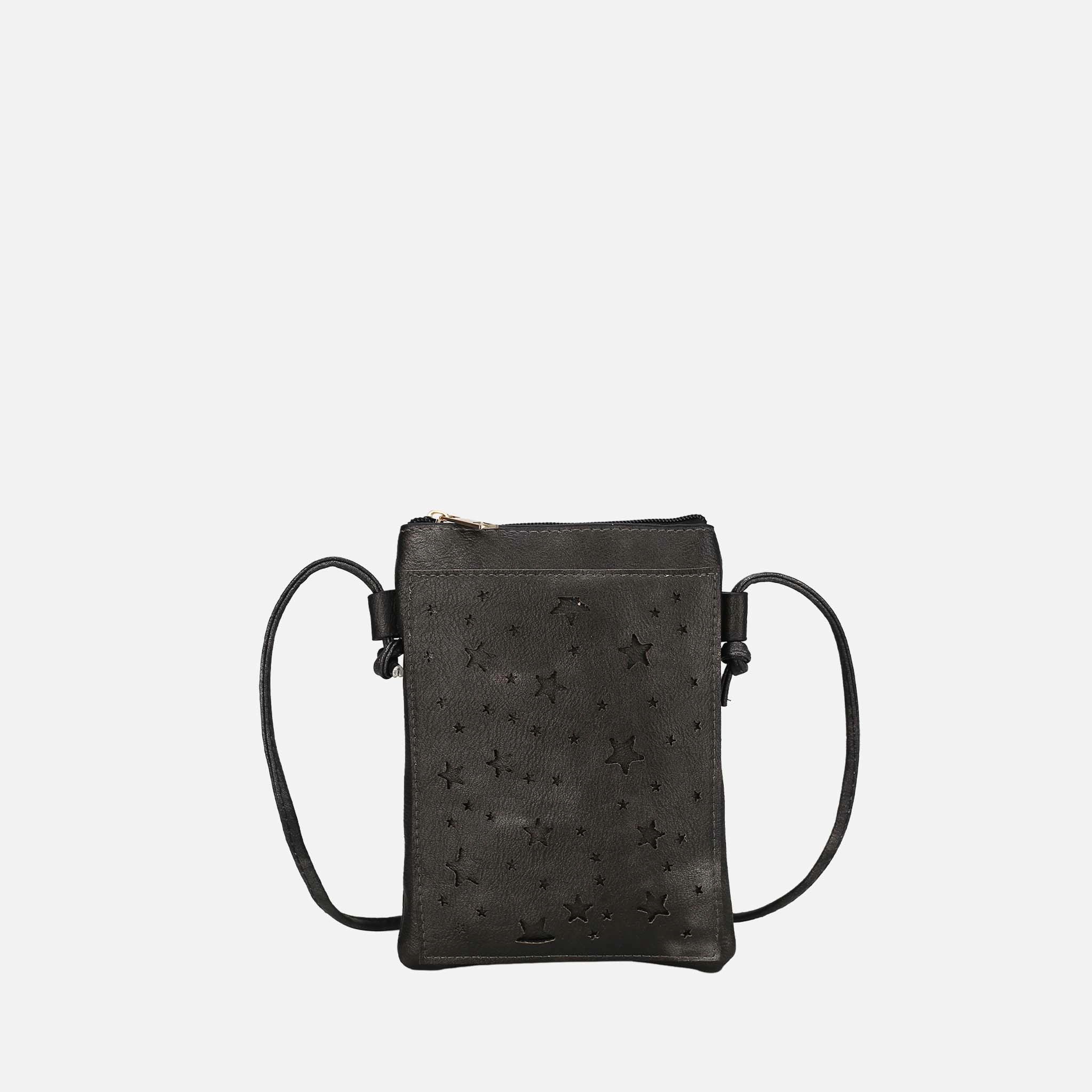 Mia K Collection Faux Leather Woven Crossbody Bag - Silver-Tone Hardware, Top Zipper, Back Slip Pocket