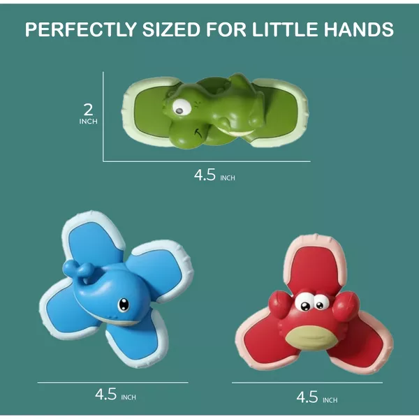 Sperric Cartoon Suction Cup Spinner Toys for Toddlers, 3 Pc Sensory Fidget Spinners Bath Toys for Babies & Kids