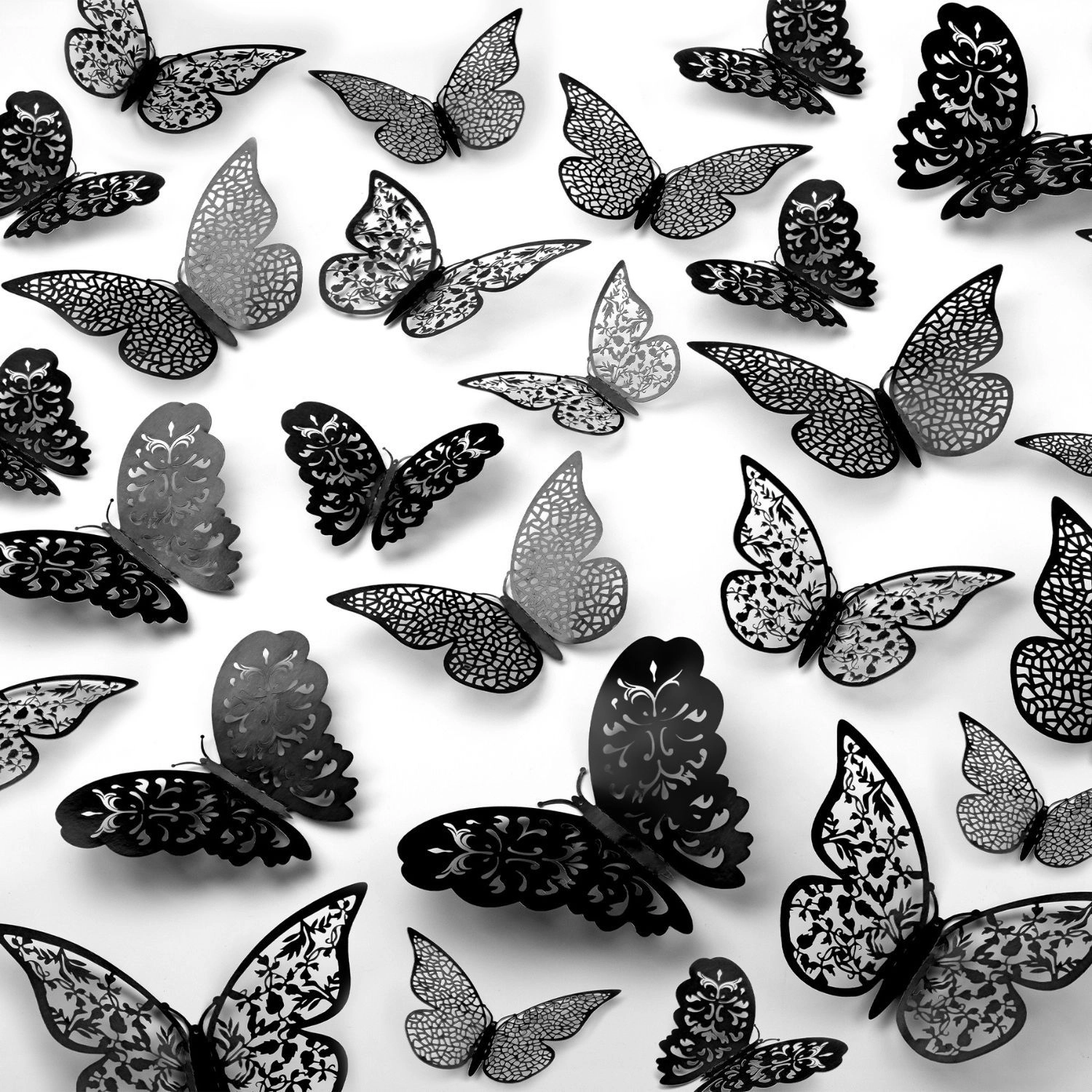 Zulay Home Removable DIY 3D Butterfly Wall Decor - 48pcs with 3 Wing Designs