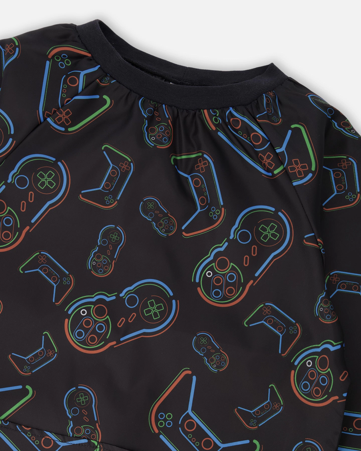 Deux par Deux Boys Water-Resistant Raglan Sleeve Game Controller Print Apron