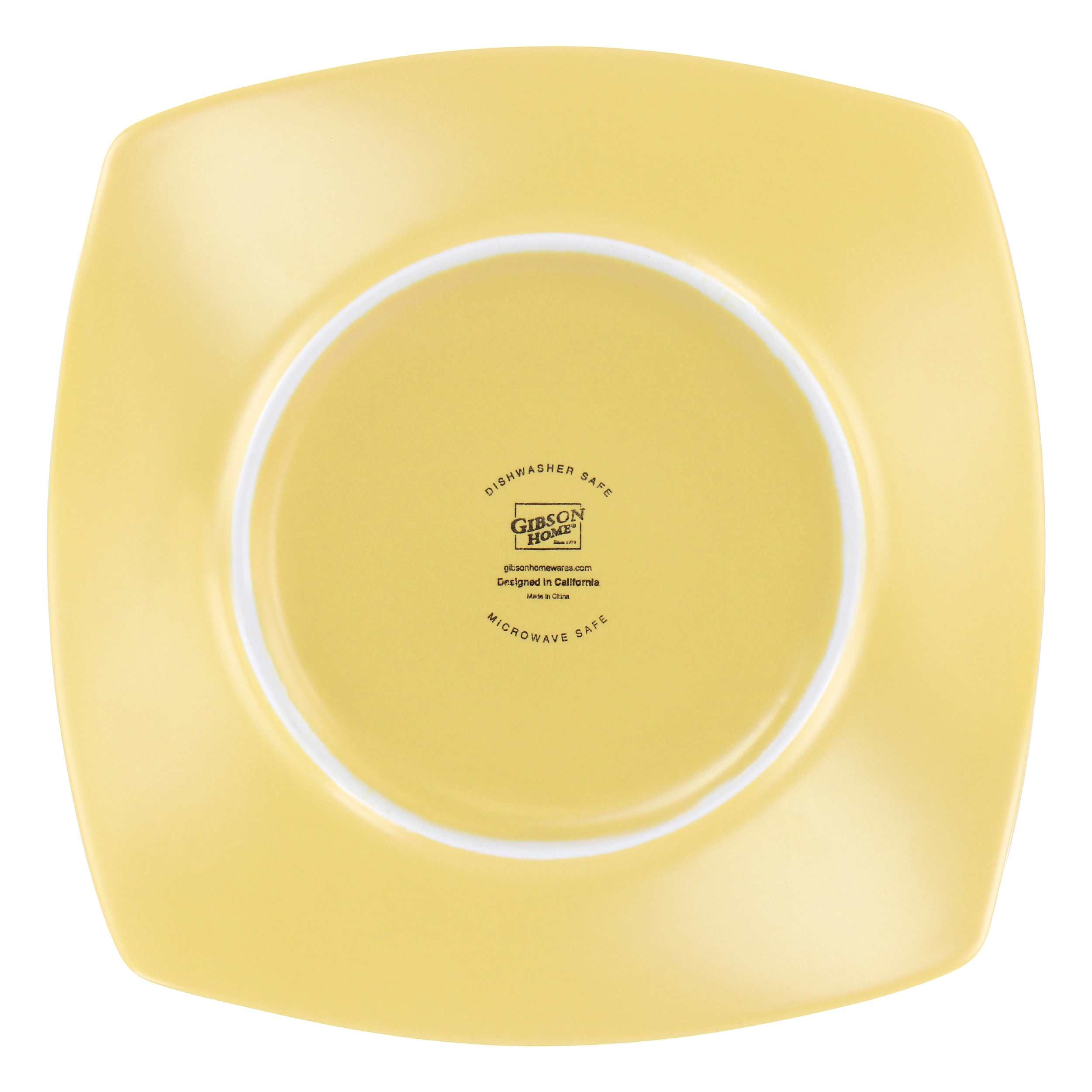 Gibson Home Zen Buffetware 12 Piece Square Fine Ceramic Dinnerware Set in Matte Yellow