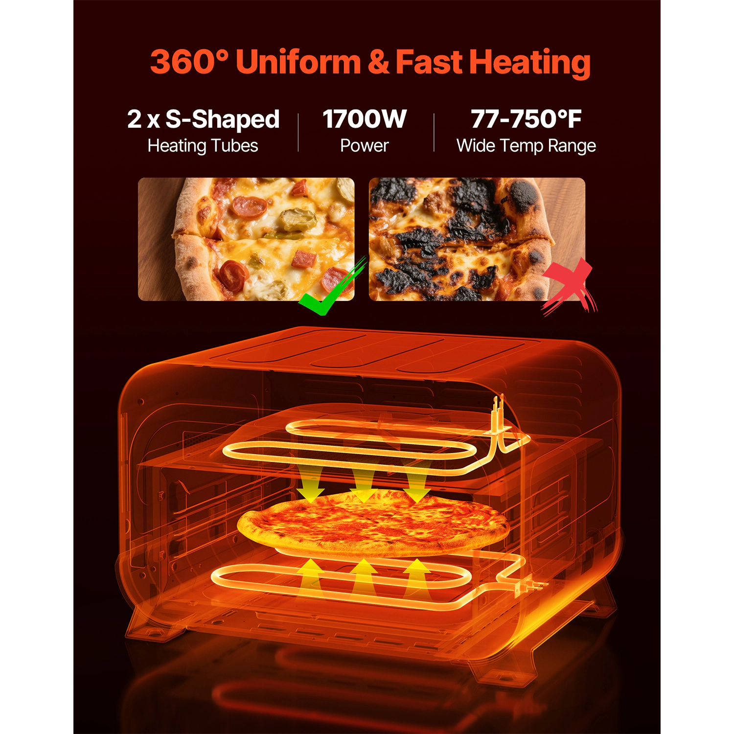 HONGGE Electric Pizza Oven Countertop Maker Stone Indoor Cooker