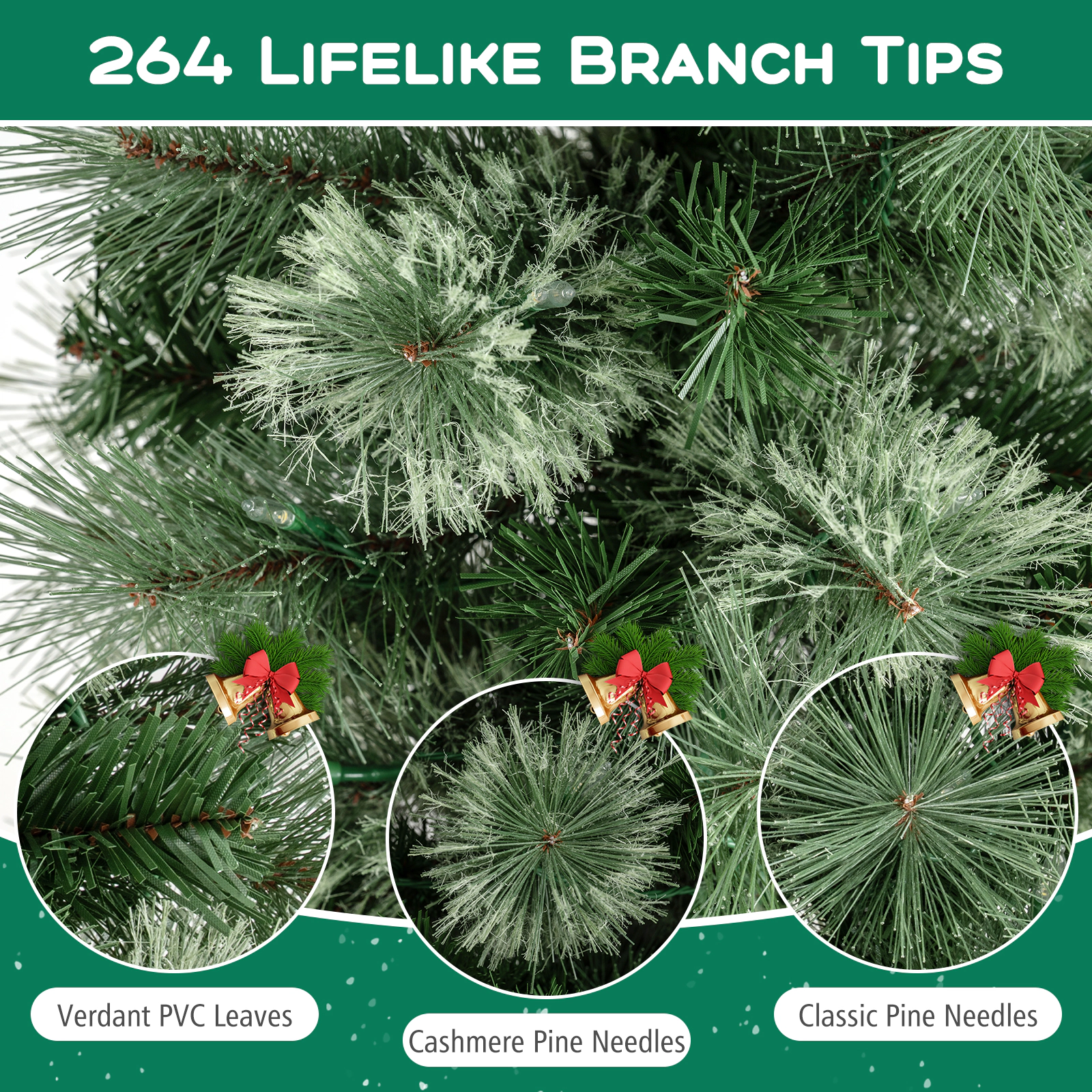 Costway 6/7 FT Pre-Lit Pencil Artificial Christmas Tree with 120/150 LED Warm Lights, 8 Modes
