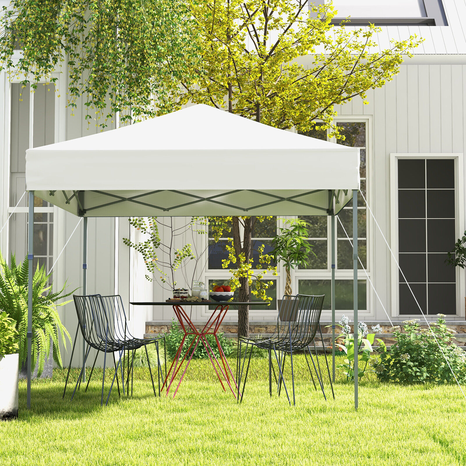 SUGIFT White UPF 50+ Pop Up Canopy Tent with Silver Coated Top and ...