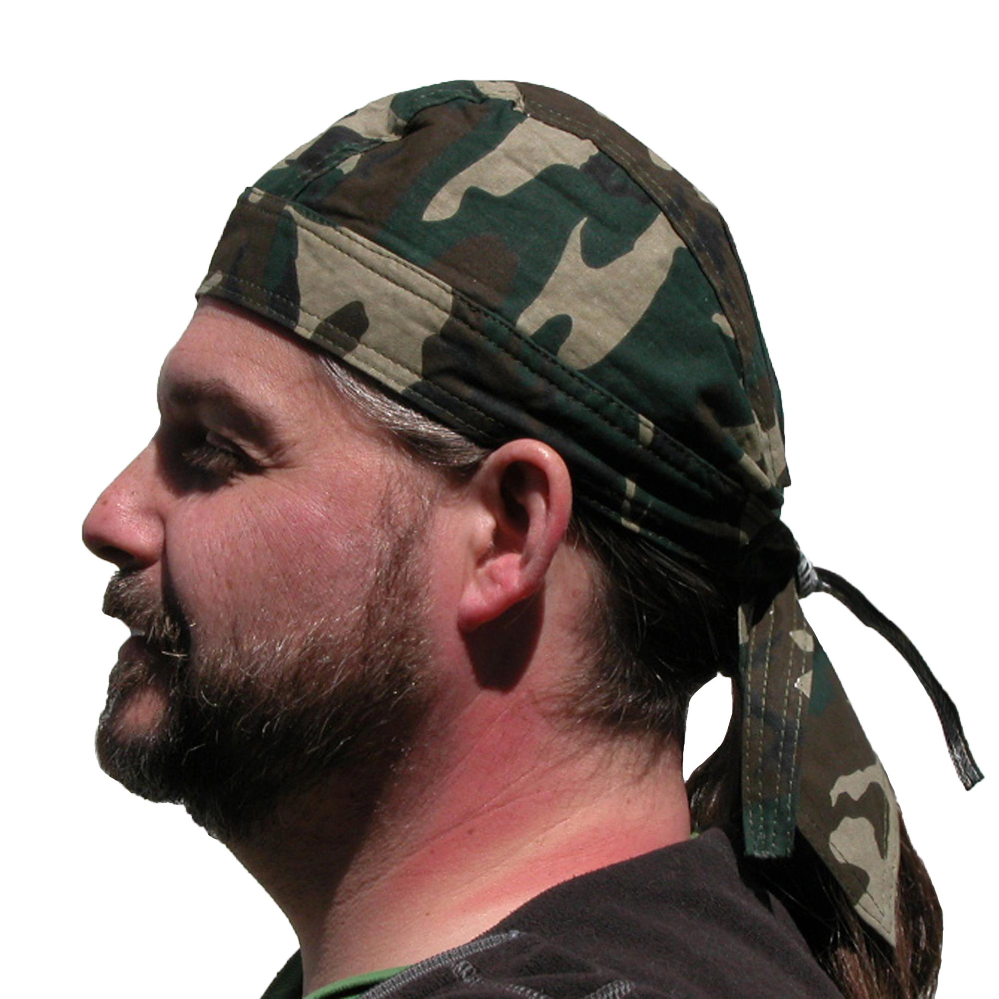 CTM® Men's Cotton Camo Do Rag Cap with Premium Lining
