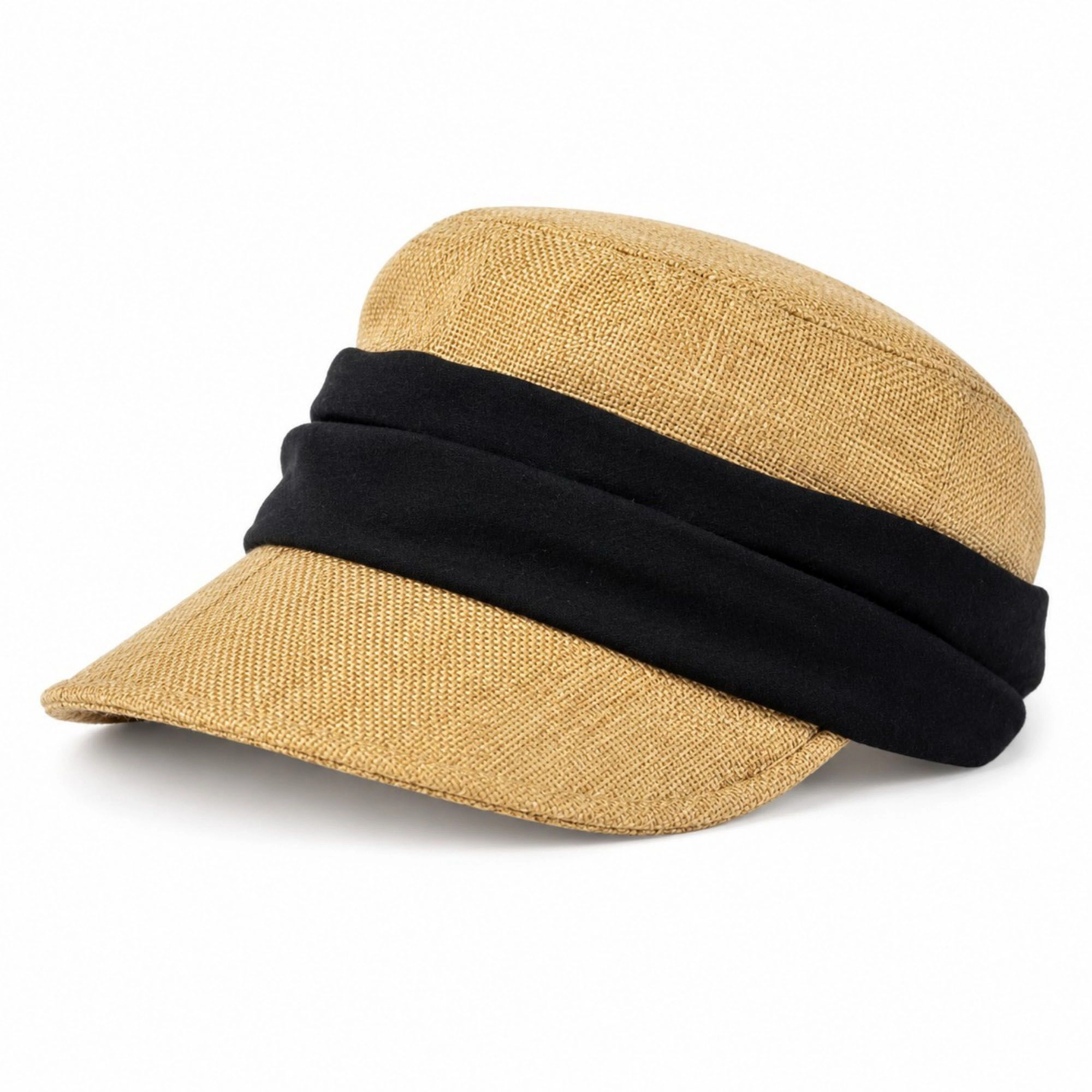 Anna-Kaci Women's Woven Cadet Cap with Contrast Fabric Band and Short Brim