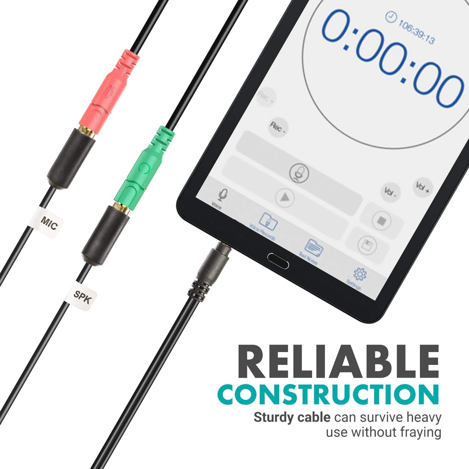 Movo TCB1 3.5mm TRS (Female) Microphone to TRRS (Male) Smartphone Adapter
