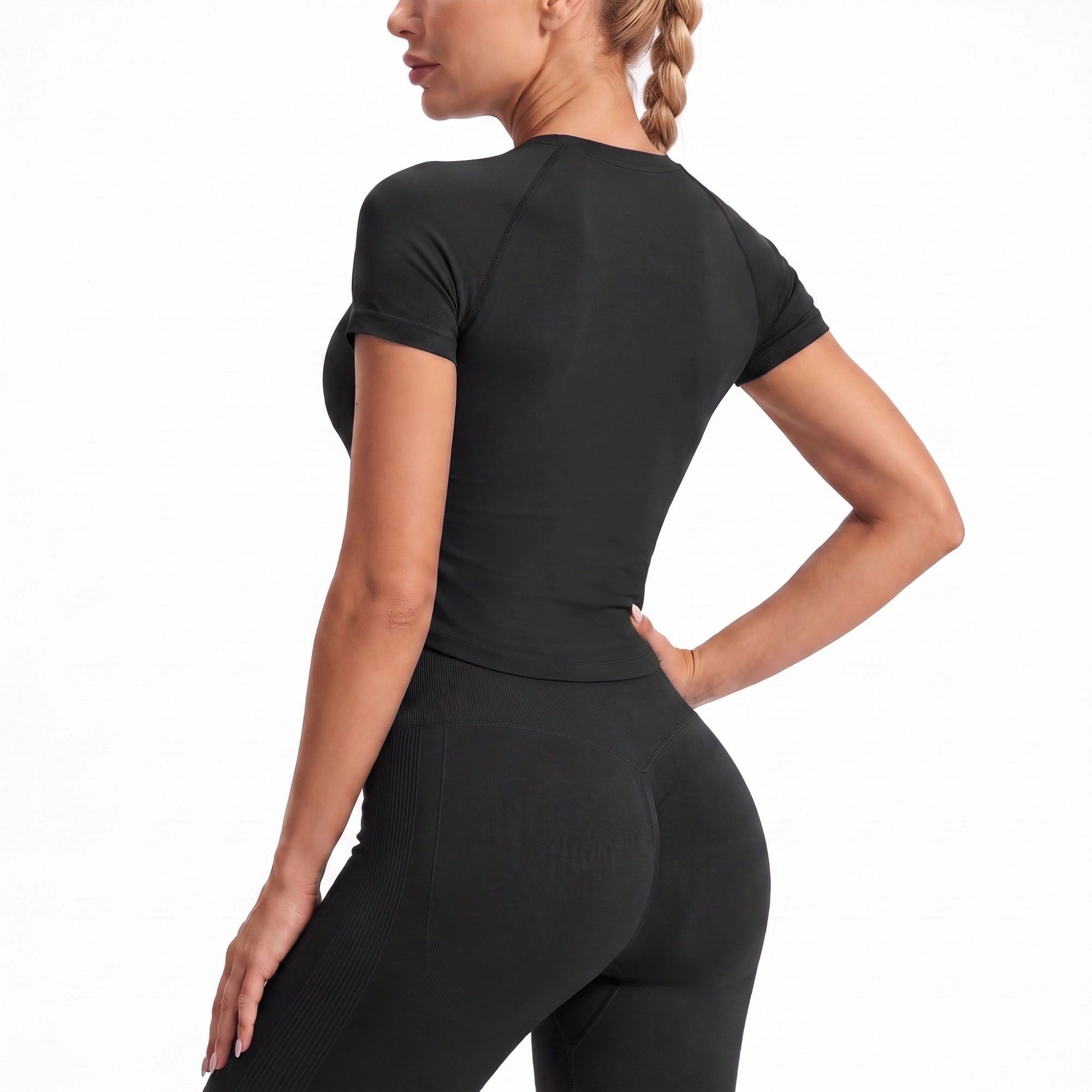 Anna-Kaci Women's Fitted Raglan Short Sleeve Workout Top Crew Neck Athletic Shirt for Training and Athleisure