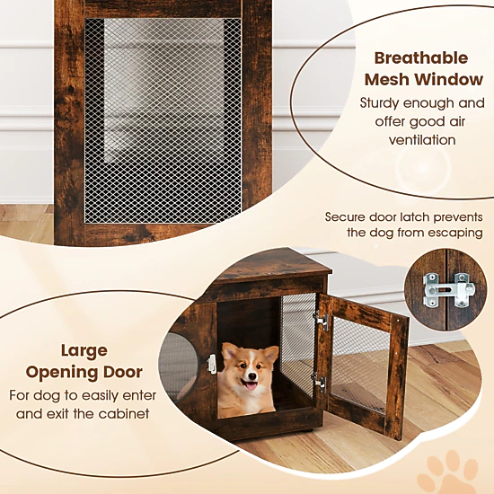 SUGIFT Furniture Dog Crate with PC Window 32.5-in W 18.5-in D 23.5-in H ...