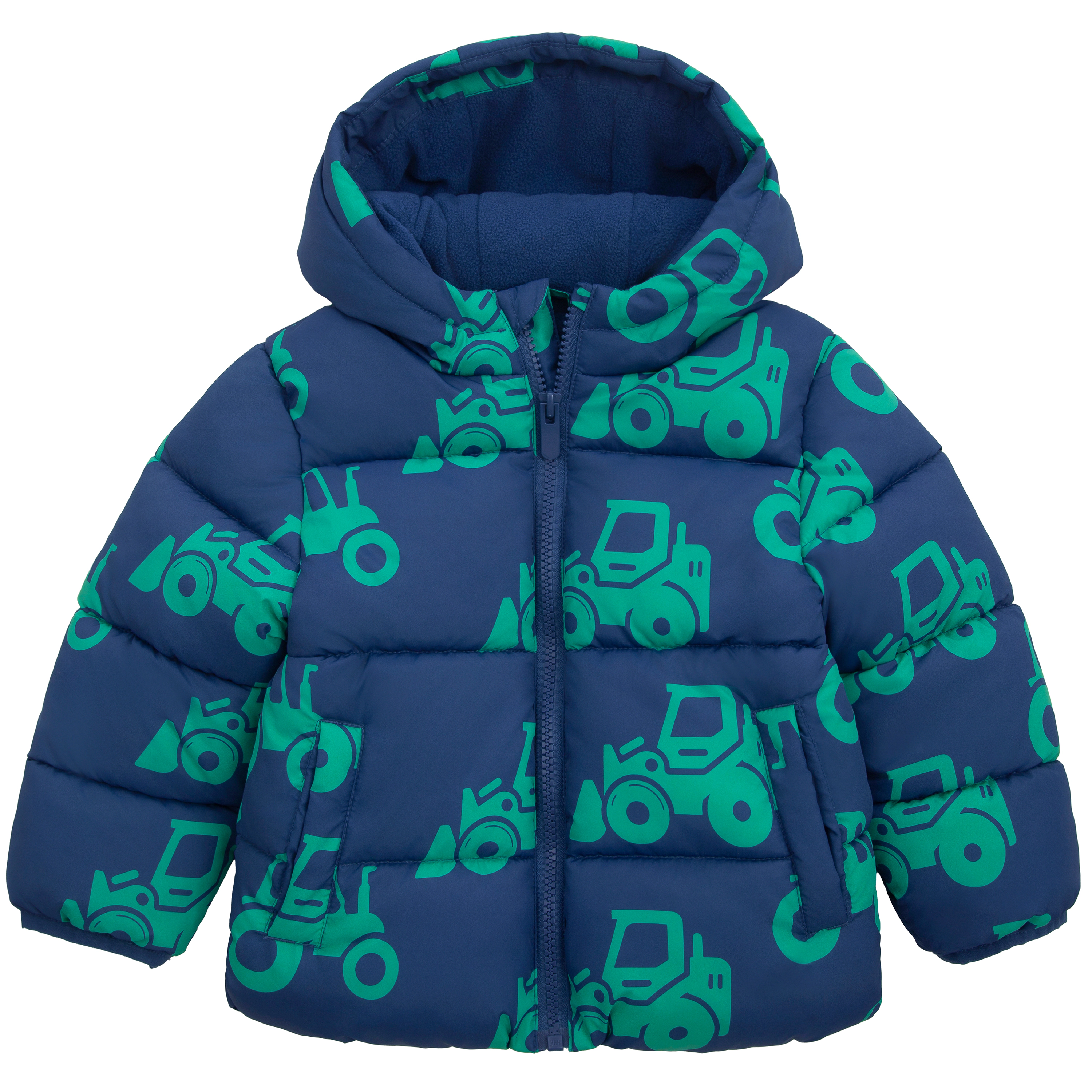 Rokka&Rolla Toddler Boys Hudson Tractor Print Fleece Lined Puffer Jacket