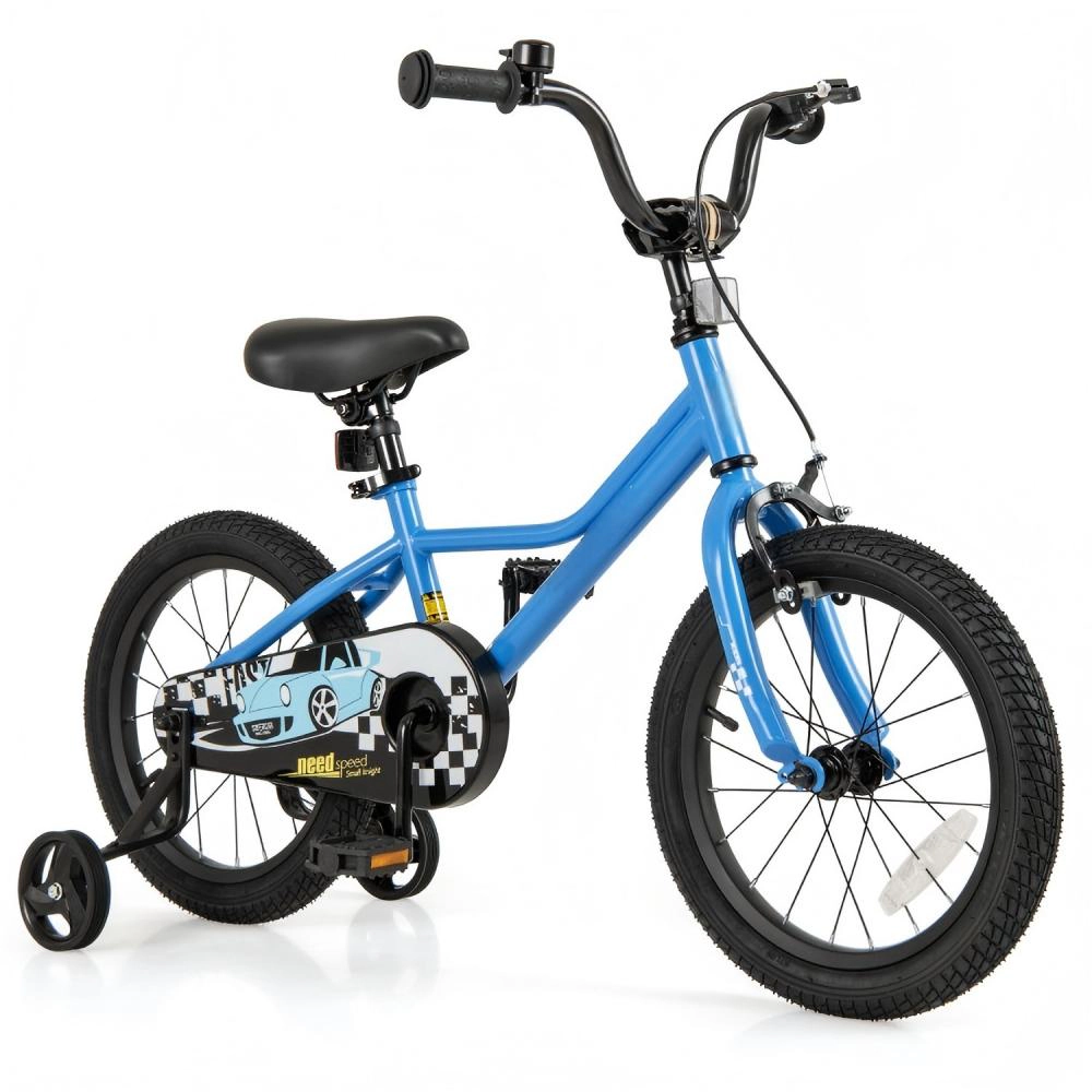 SUGIFT Blue Removable Training Wheels Carbon Steel Frame and Adjustable Seat Kids Bike