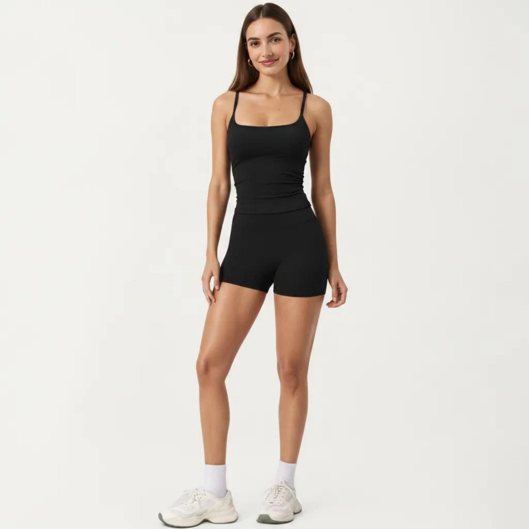 Anna-Kaci Women's Spaghetti Strap Active Cami Top with Square Neck and Smooth Stretch Fit