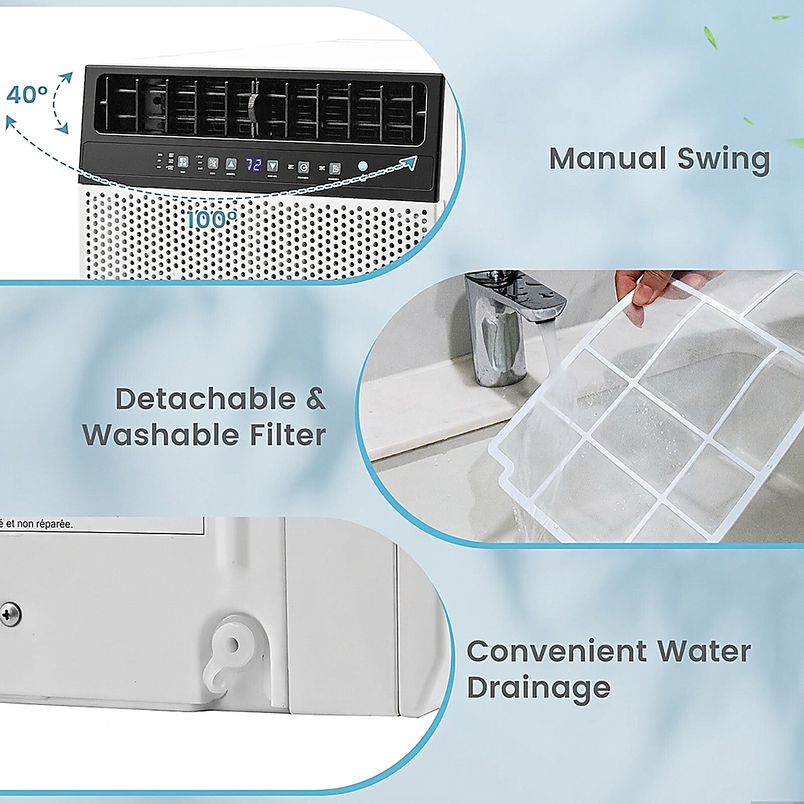 SUGIFT White 10000-BTU 250-sq ft 6-Mode Window Air Conditioner with 42-dB Quiet Operation and Remote