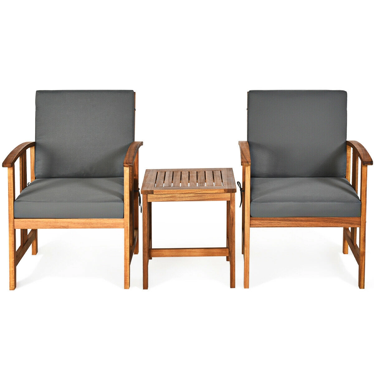 LJG 3PC Solid Wood Outdoor Patio Sofa Furniture Set