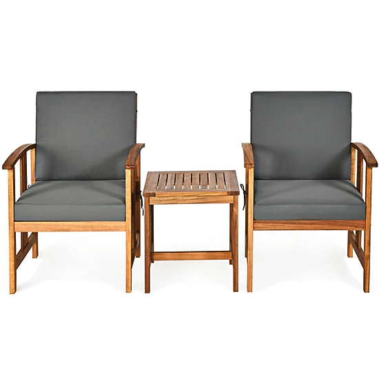 LJG 3PC Solid Wood Outdoor Patio Sofa Furniture Set