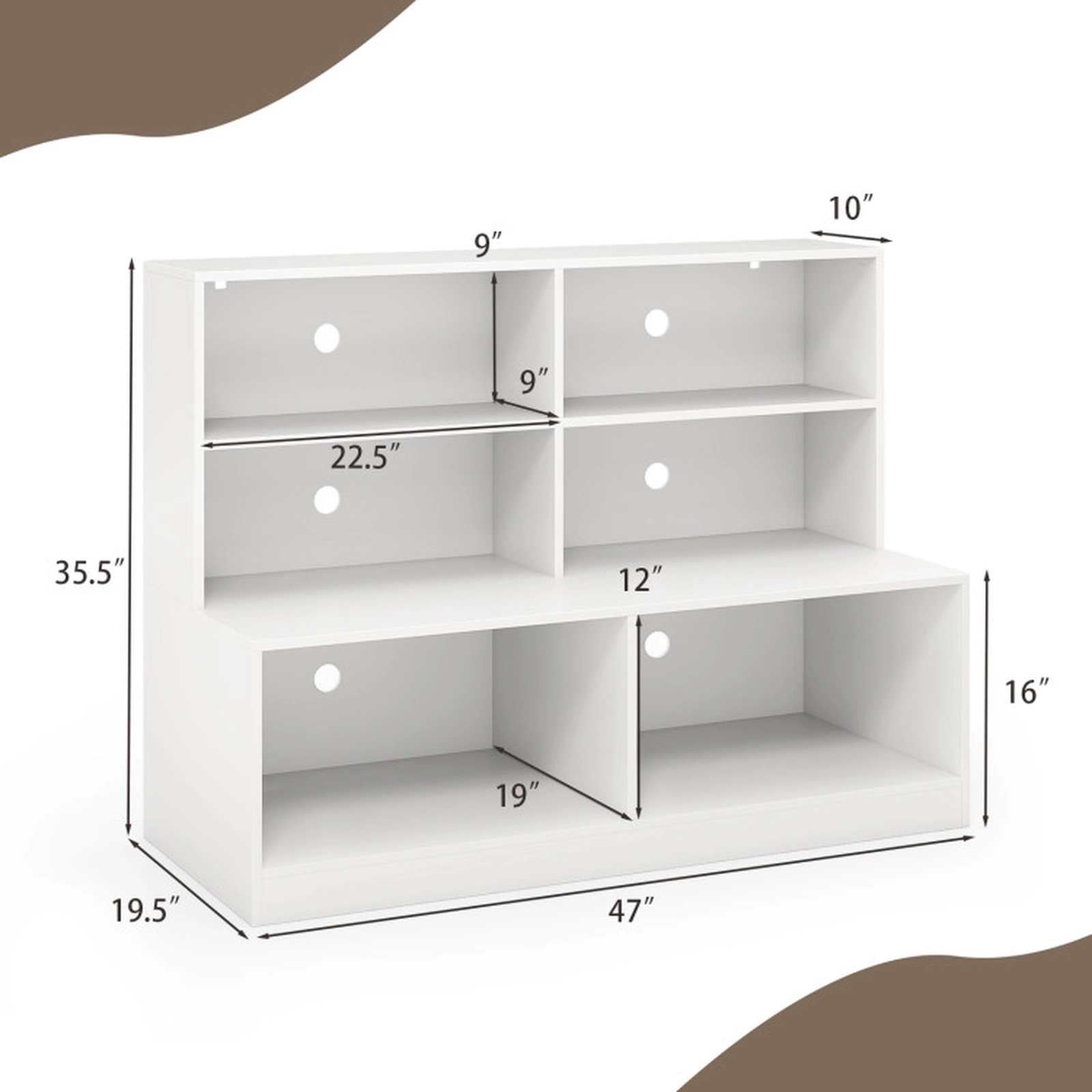 SUGIFT 47-in White Entryway Shoe Cabinet with Bench Seat 4-Cube Storage Shelf and Anti-Tipping Wall Kits