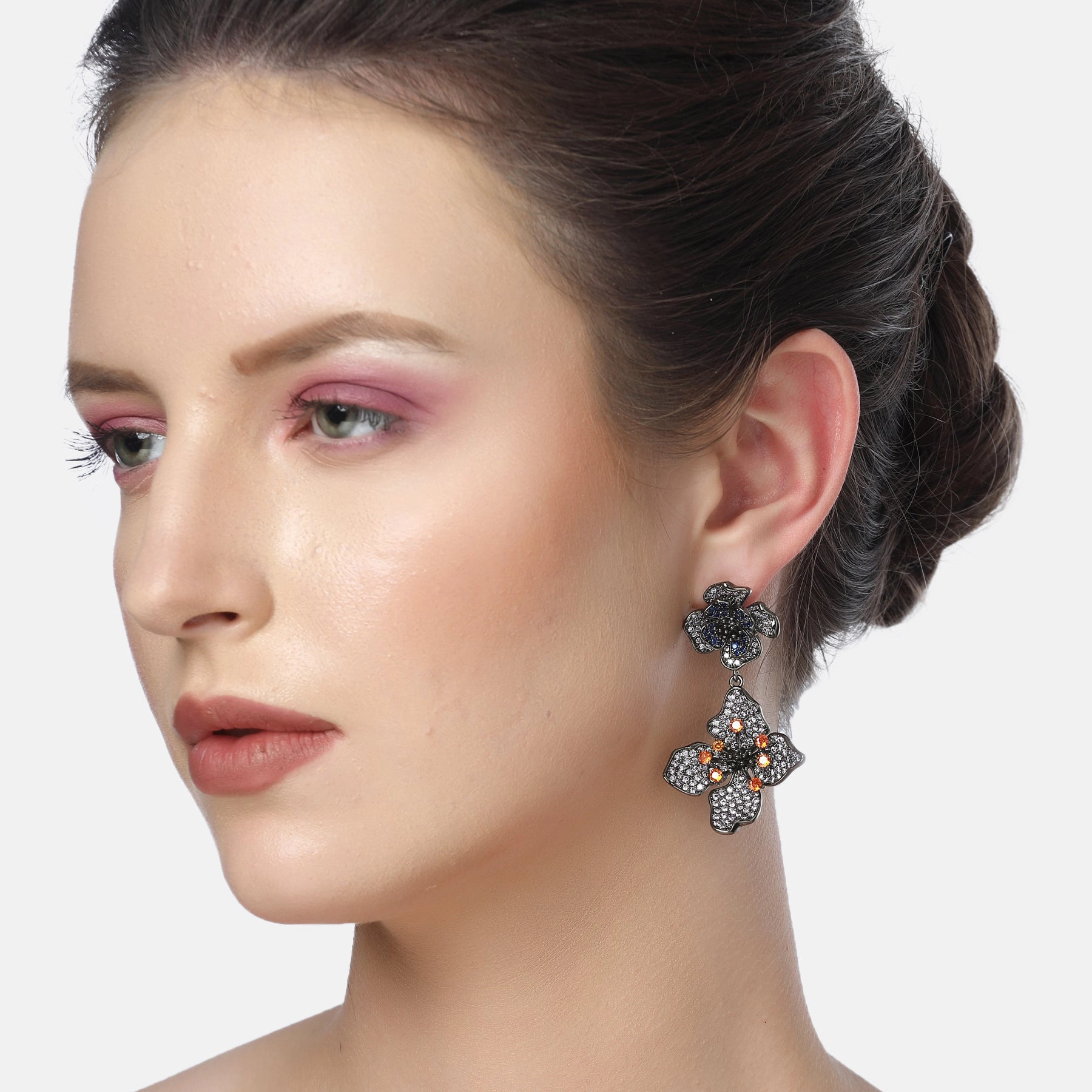 AGP PARIS Womens Diva Two-Tiered Floral Drop Earrings