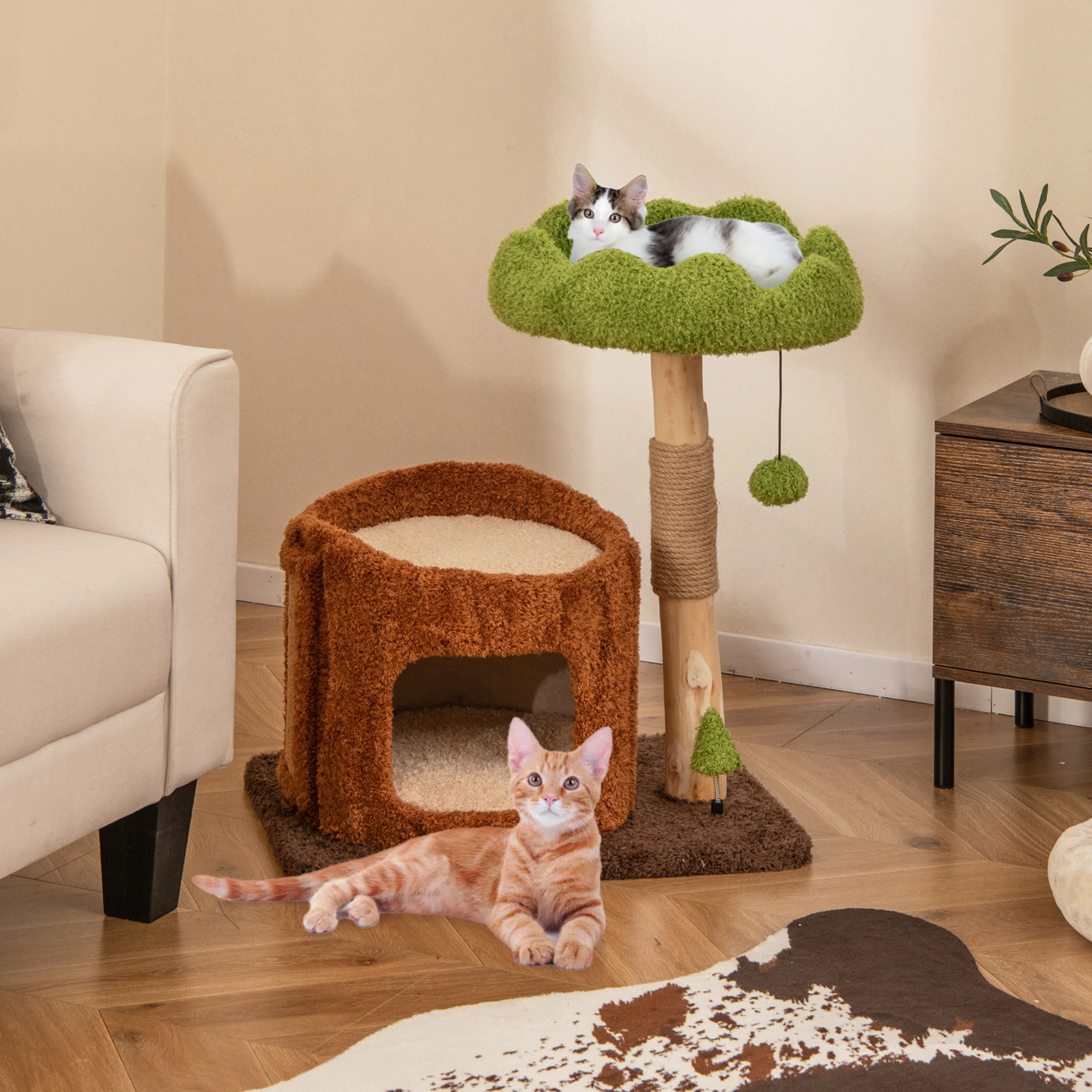 SlickBlue Compact Cat Tower with Cozy Condo and Sisal Scratcher