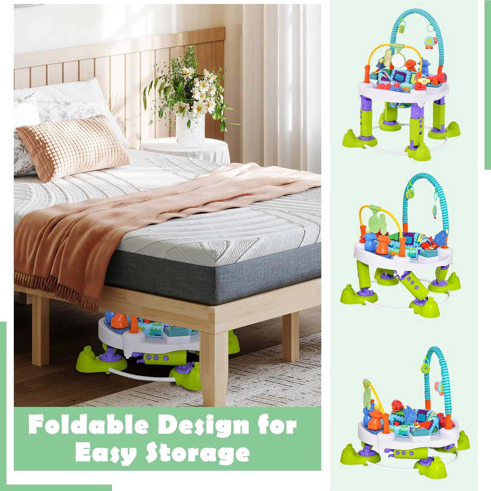SlickBlue 4-in-1 Baby Bouncer Activity Center with Adjustable Height