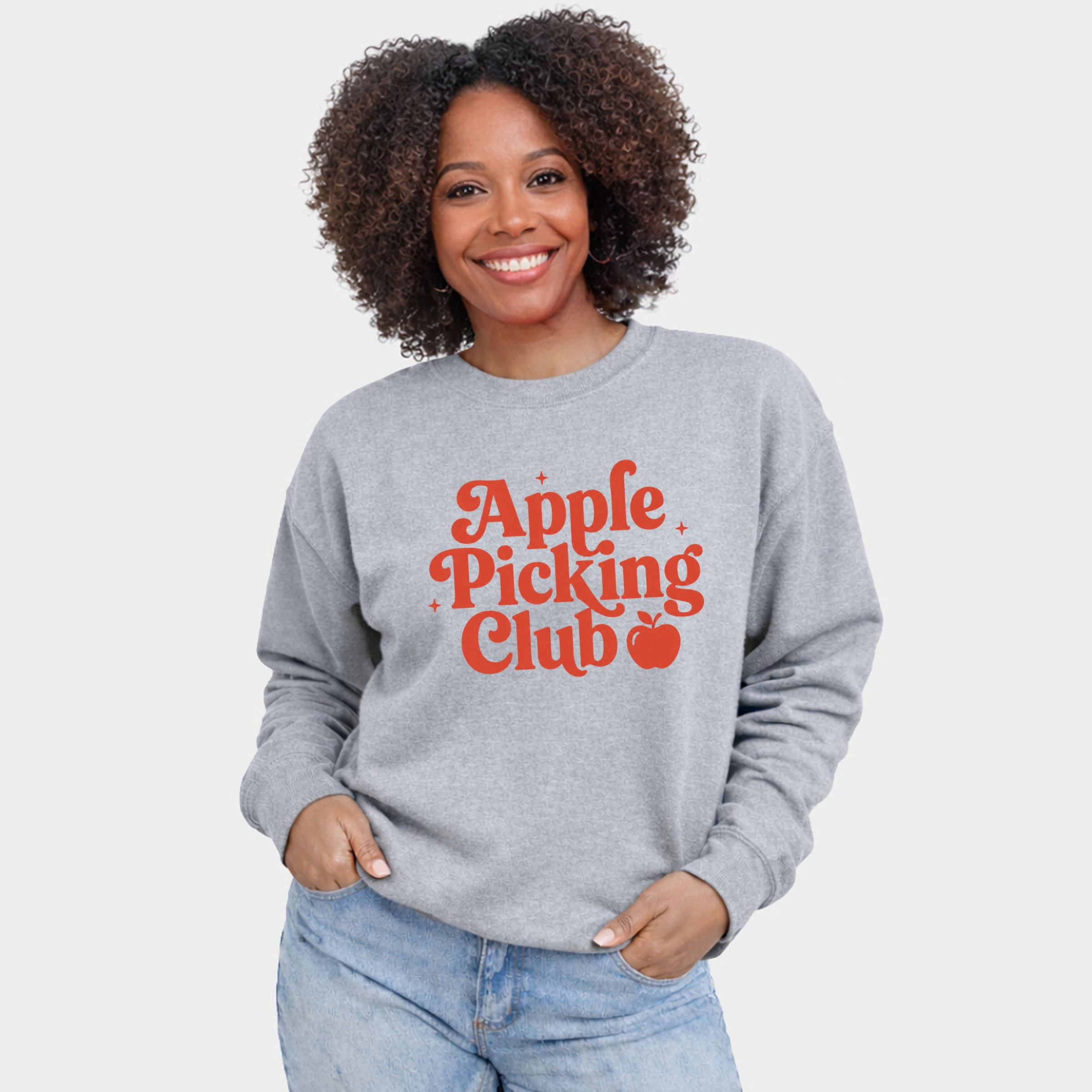 Simply Sage Market - Women's Graphic Sweatshirt Apple Picking Club Stars