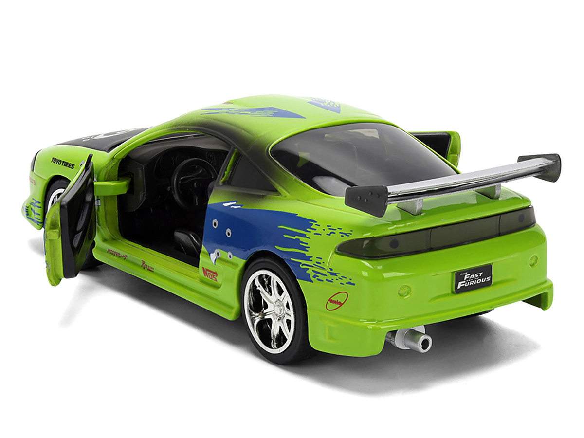 Jada Brian's Mitsubishi Eclipse Green with Graphics (Damaged Version) "25 Years of Fast & Furious" "The Fast