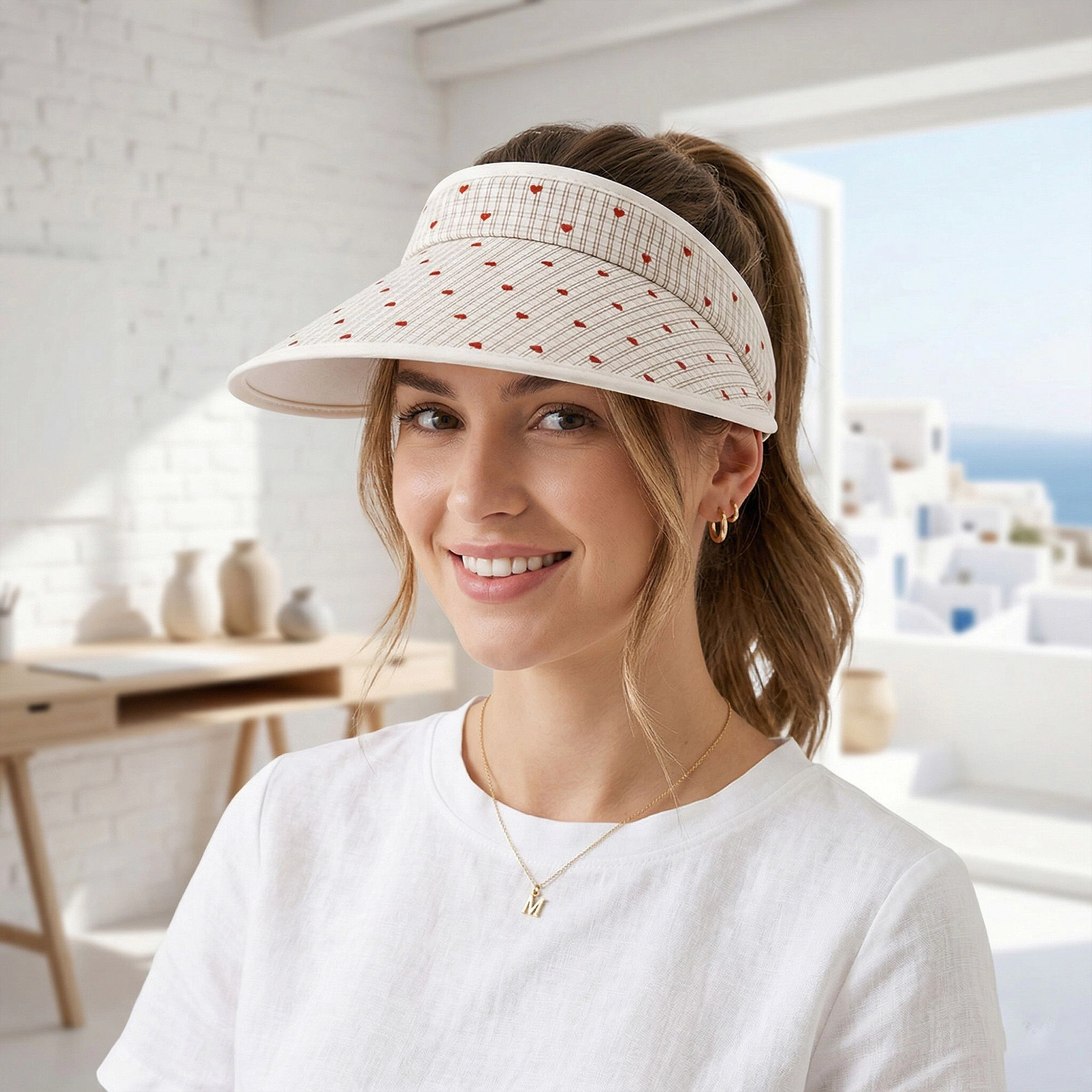 Anna-Kaci Womens Sun Visor Hat Lightweight Breathable Wide Brim Open Top Summer Travel Beach