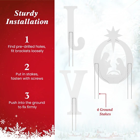 SUGIFT JOY Nativity Christmas Yard Sign Set with Holy Family Silhouette ...