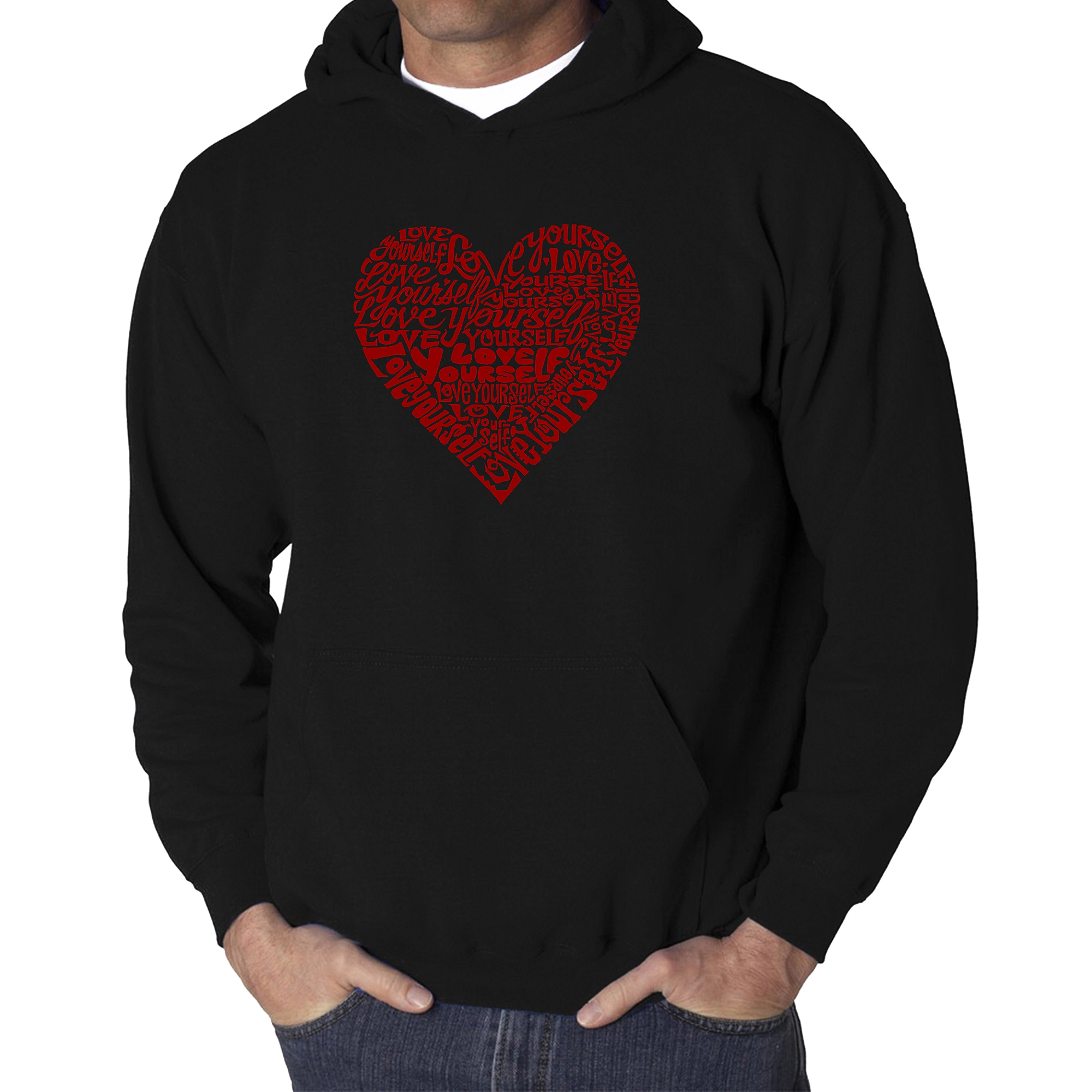 LA Pop Art Love Yourself - Men's Word Hooded Sweatshirt