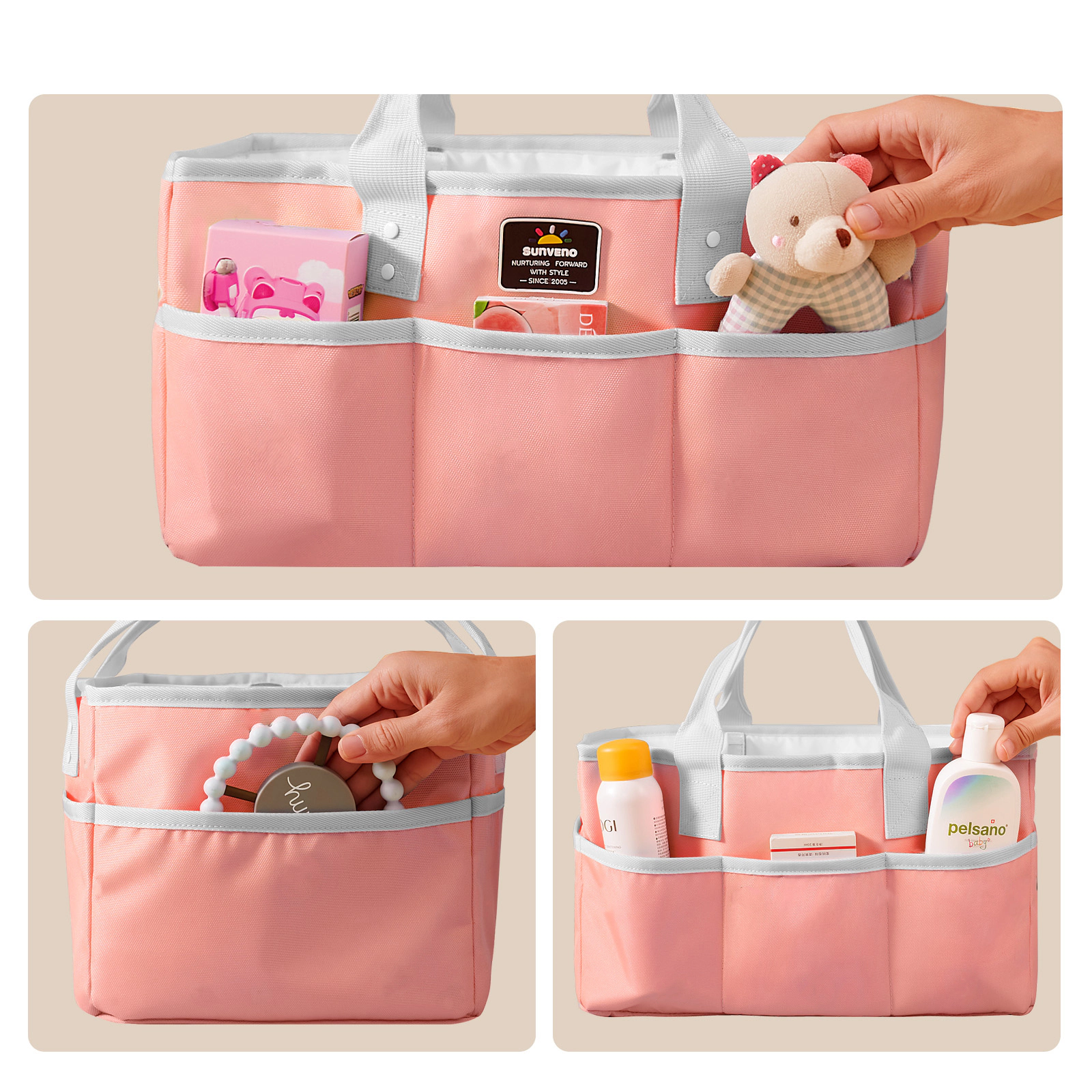 SUNVENO Portable Diaper Caddy Organizer