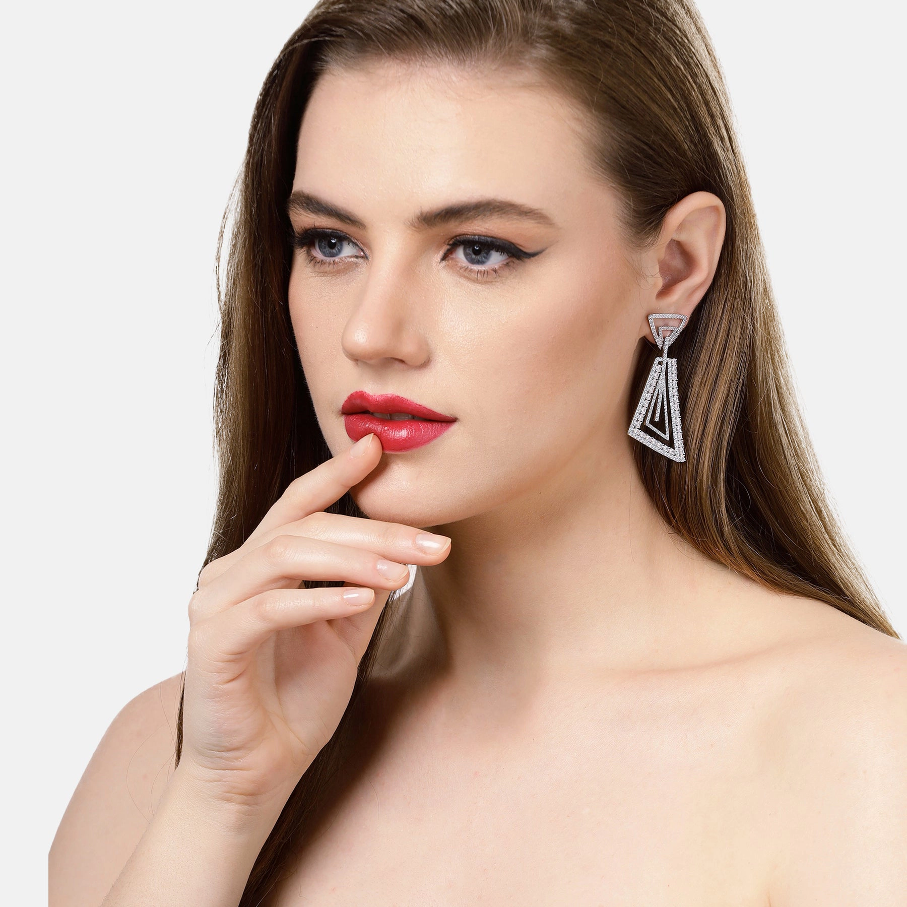 AGP PARIS Womens Shimmering Geometric Drop Earrings