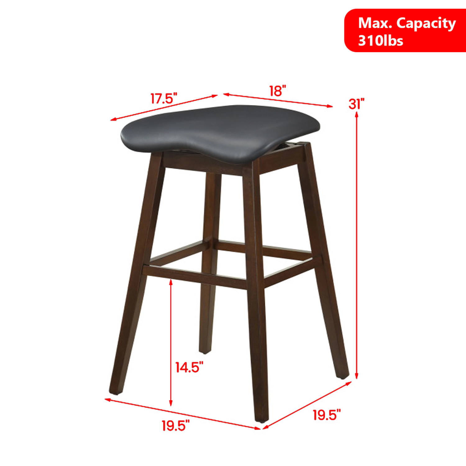 Hivvago Counter Height Swivel Stools with Cushioned Curved Seat and Built-in Footrest - Set of 2