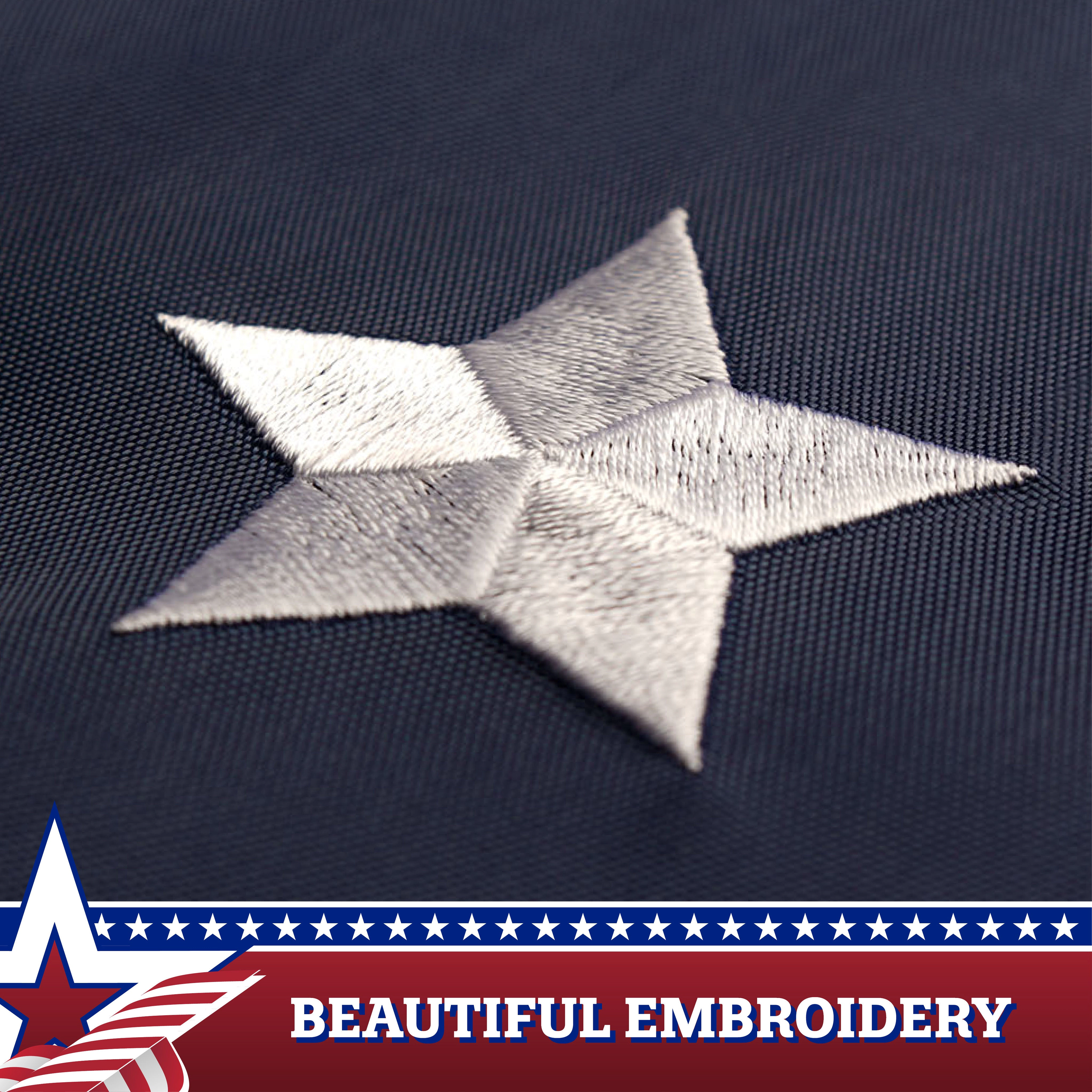 G128 3-Pack USA Pleated Fan Flag 2x4 ft - Embroidered Stars and Stripes