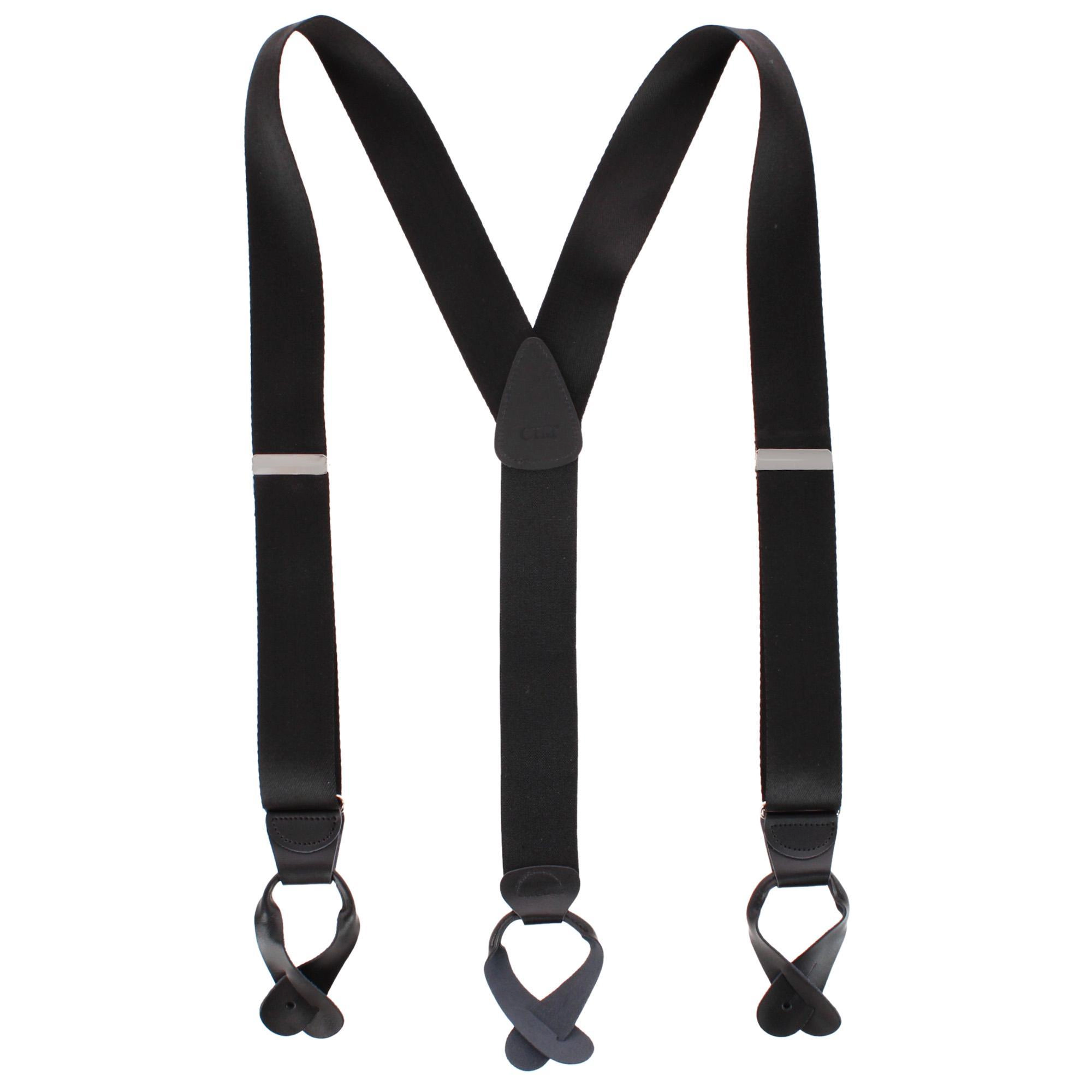 CTM® Men's 1.5 Inch Silky Feel Manhattan Button End Suspenders