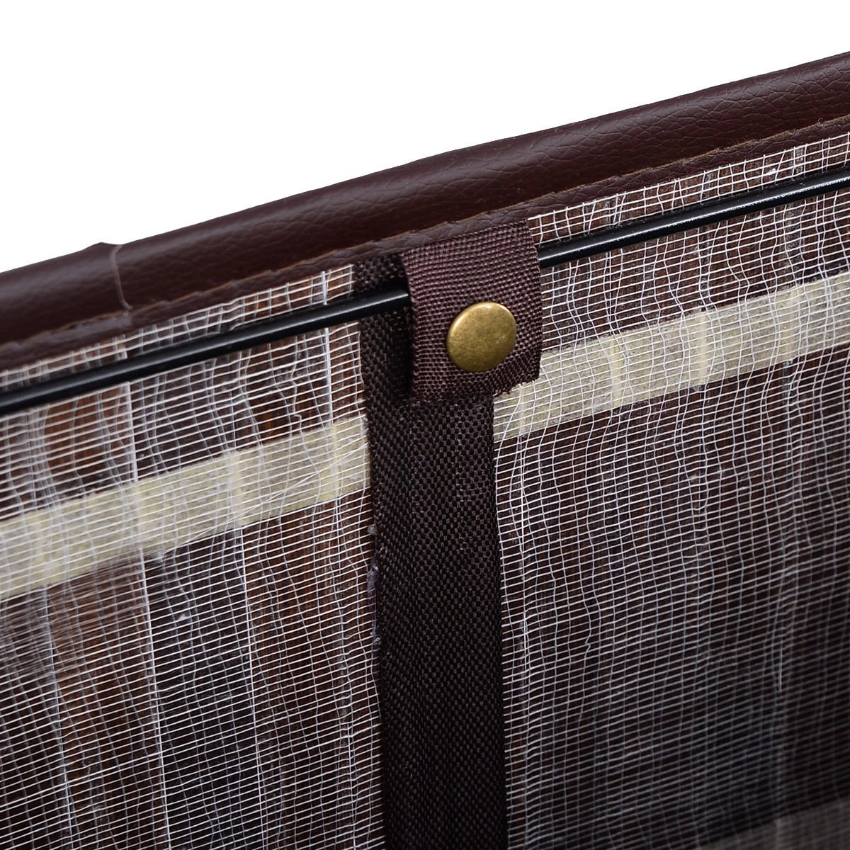 SUGIFT Brown 72L Rectangle Bamboo Clothes Hamper Laundry Basket with Lid Cotton Liner and PU Handles