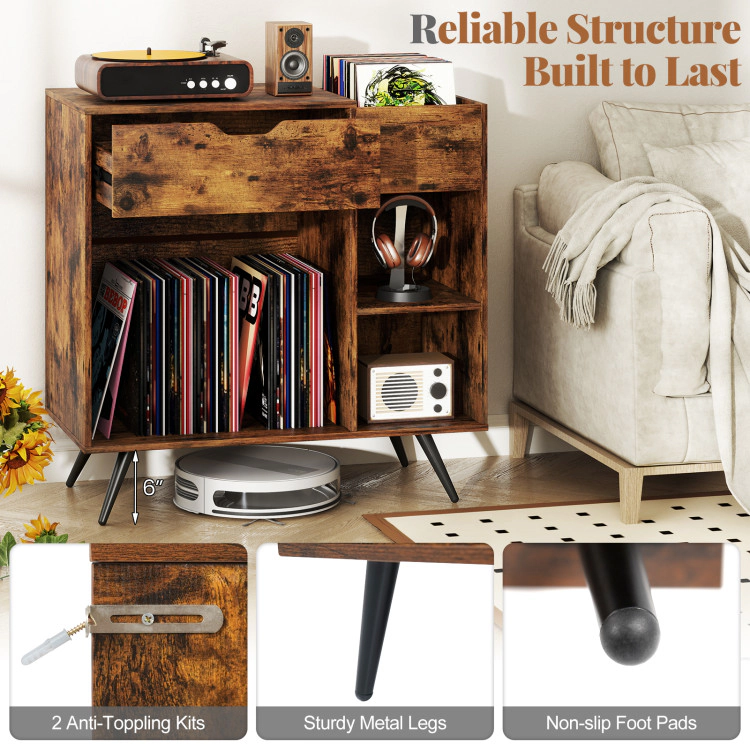 Hivvago Turntable Storage Stand with Built-In Power Station