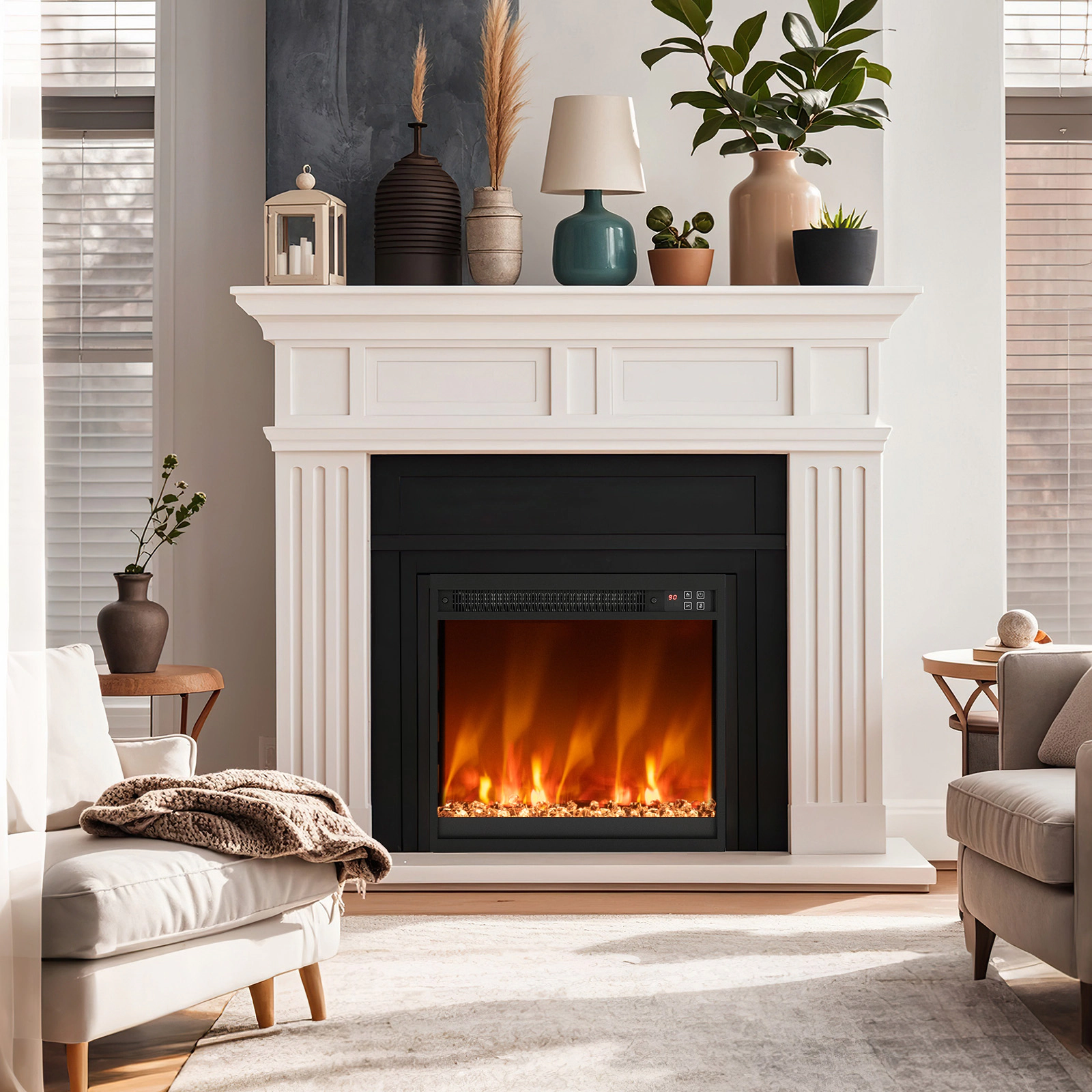 LJG 18/23/26 Inch 1500W Electric Fireplace Insert with Remote Control