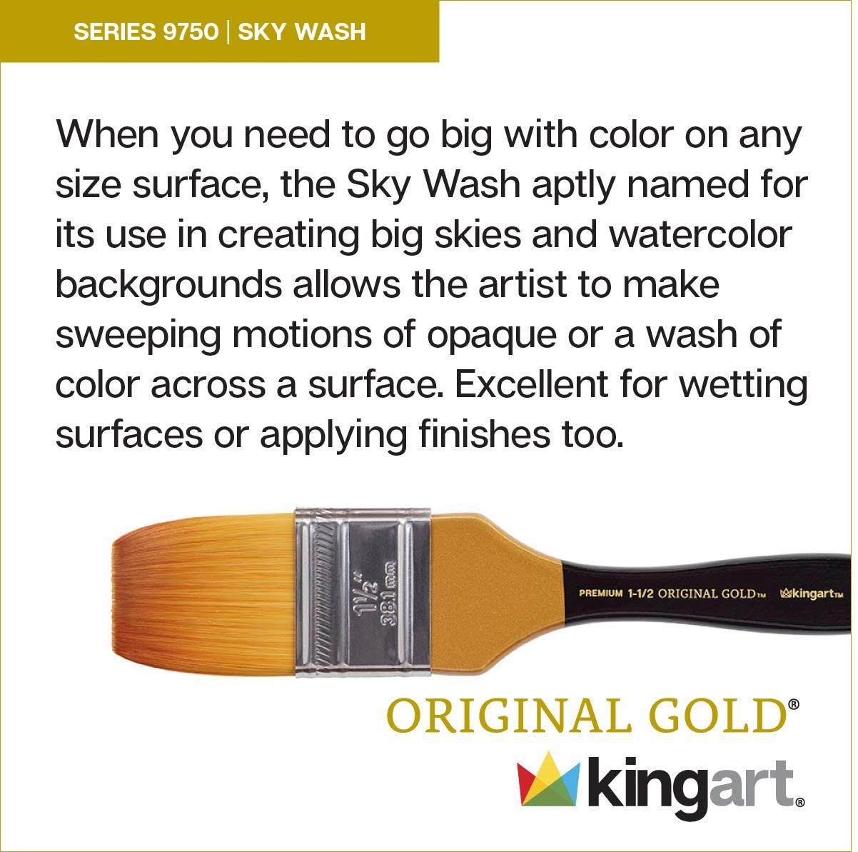 KINGART Original Gold® 9750 Sky Wash Golden Taklon Brush