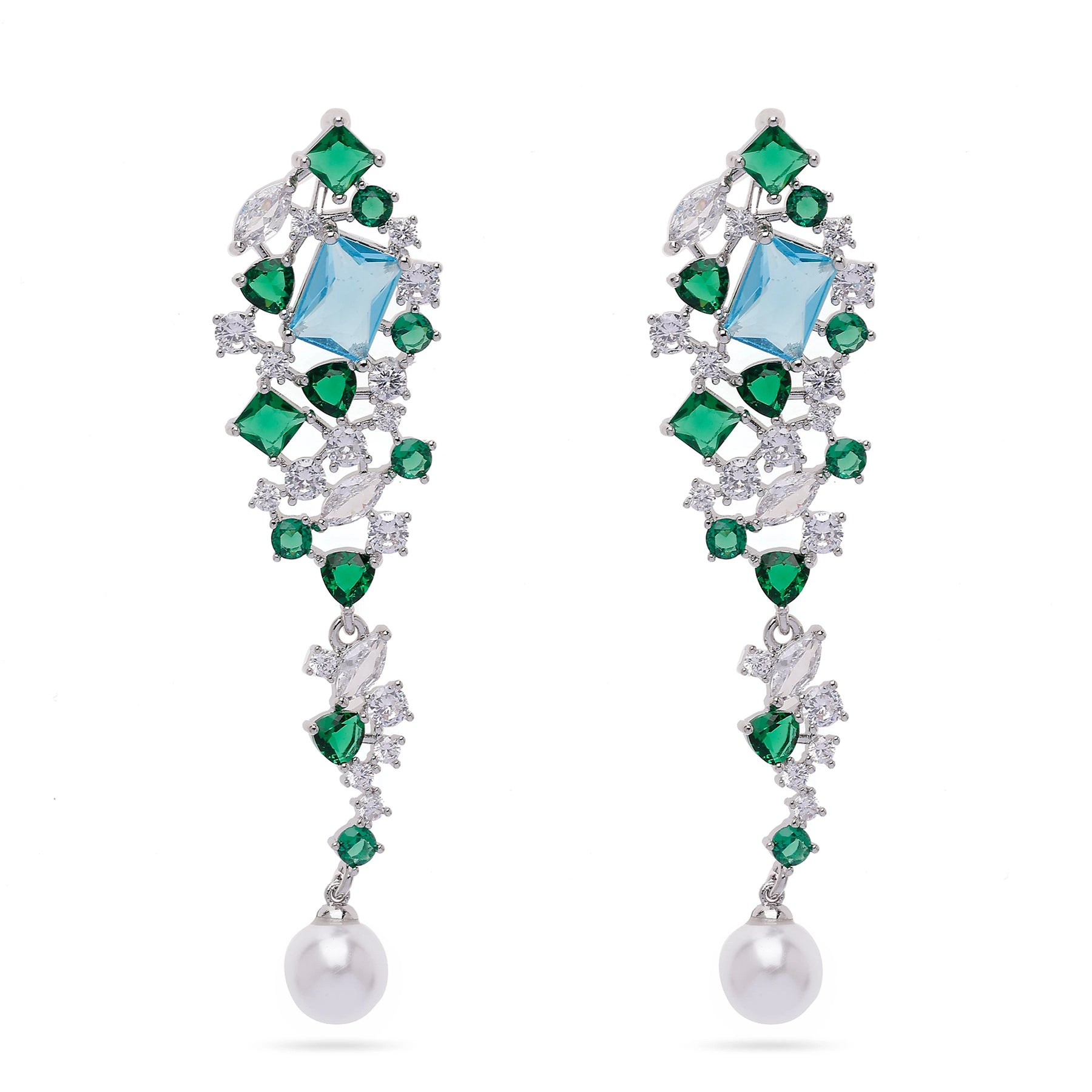 AGP PARIS Womens Silver-Colored Contemporary Drop Earrings