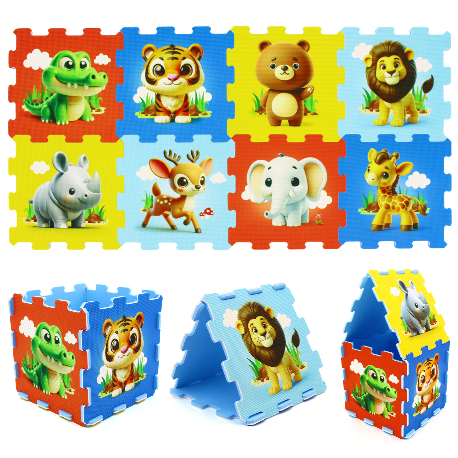 SUGIFT Educational Animal Interlocking Baby Play Mat 10 Months+ Colorful