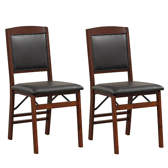 SUGIFT Folding Dining Chairs with Padded PU Leather Seat and High Backrest 400-lb Capacity Brown