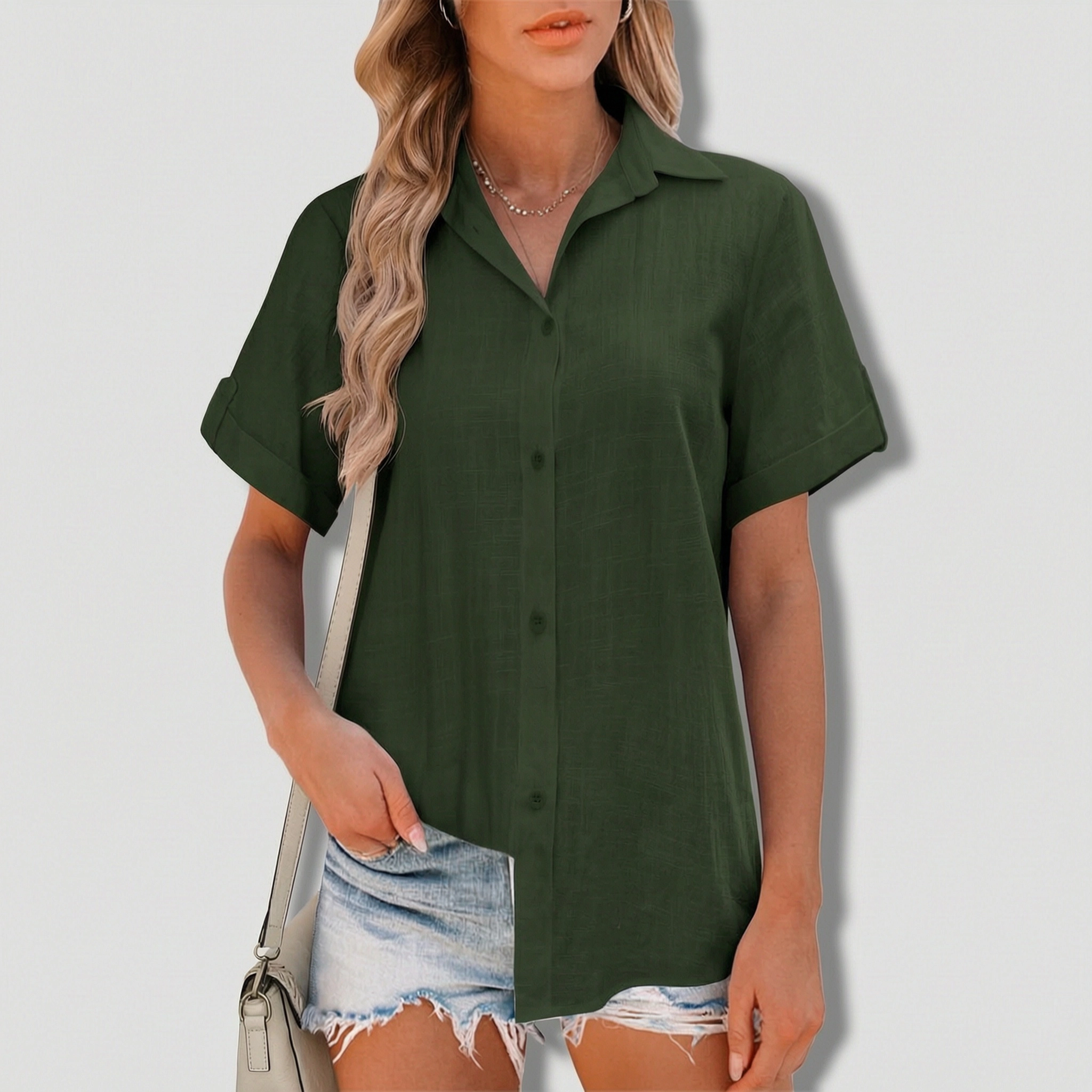 Zeagoo Women Summer Button Down Shirt Short Sleeve Cotton Blouse Beach Vacation Outfit