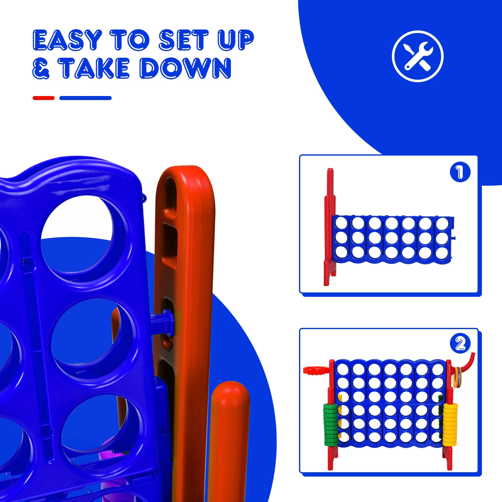 SUGIFT Red 3-in-1 2.5-ft Tall 4-to-Score Giant Game Set with Basketball Hoop and Ring Toss 33-in W 13-in D 30-in H