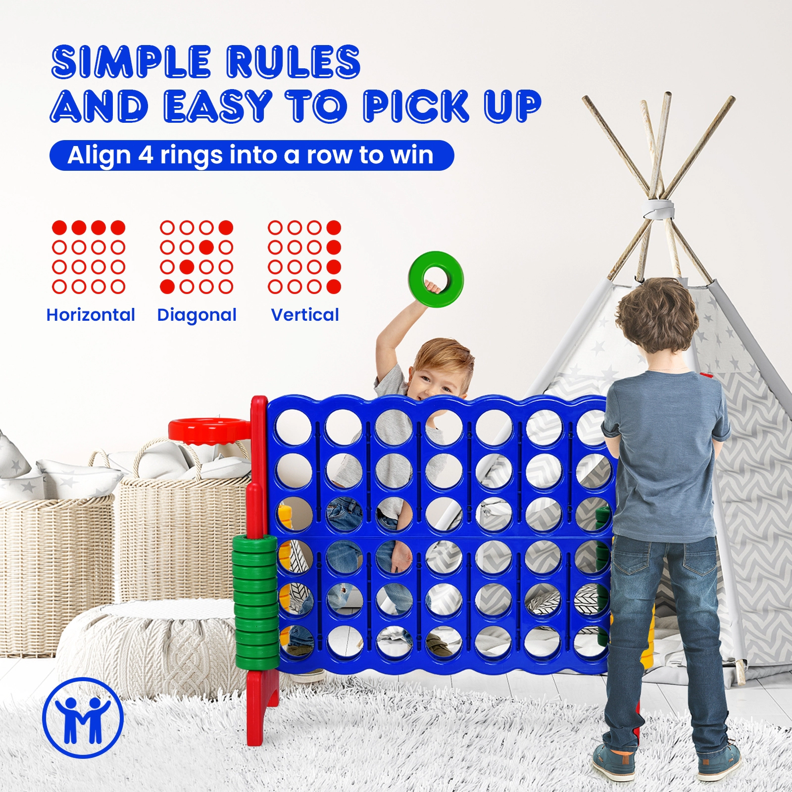SUGIFT Red 3-in-1 2.5-ft Tall 4-to-Score Giant Game Set with Basketball Hoop and Ring Toss 33-in W 13-in D 30-in H