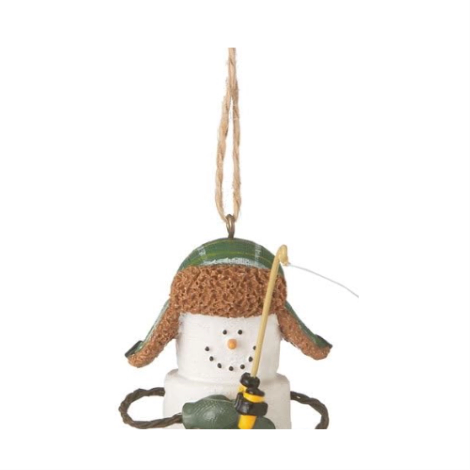 Ganz Smores Marshmallow Snowman Ice Fisherman Resin Christmas Ornament 2.5 inch