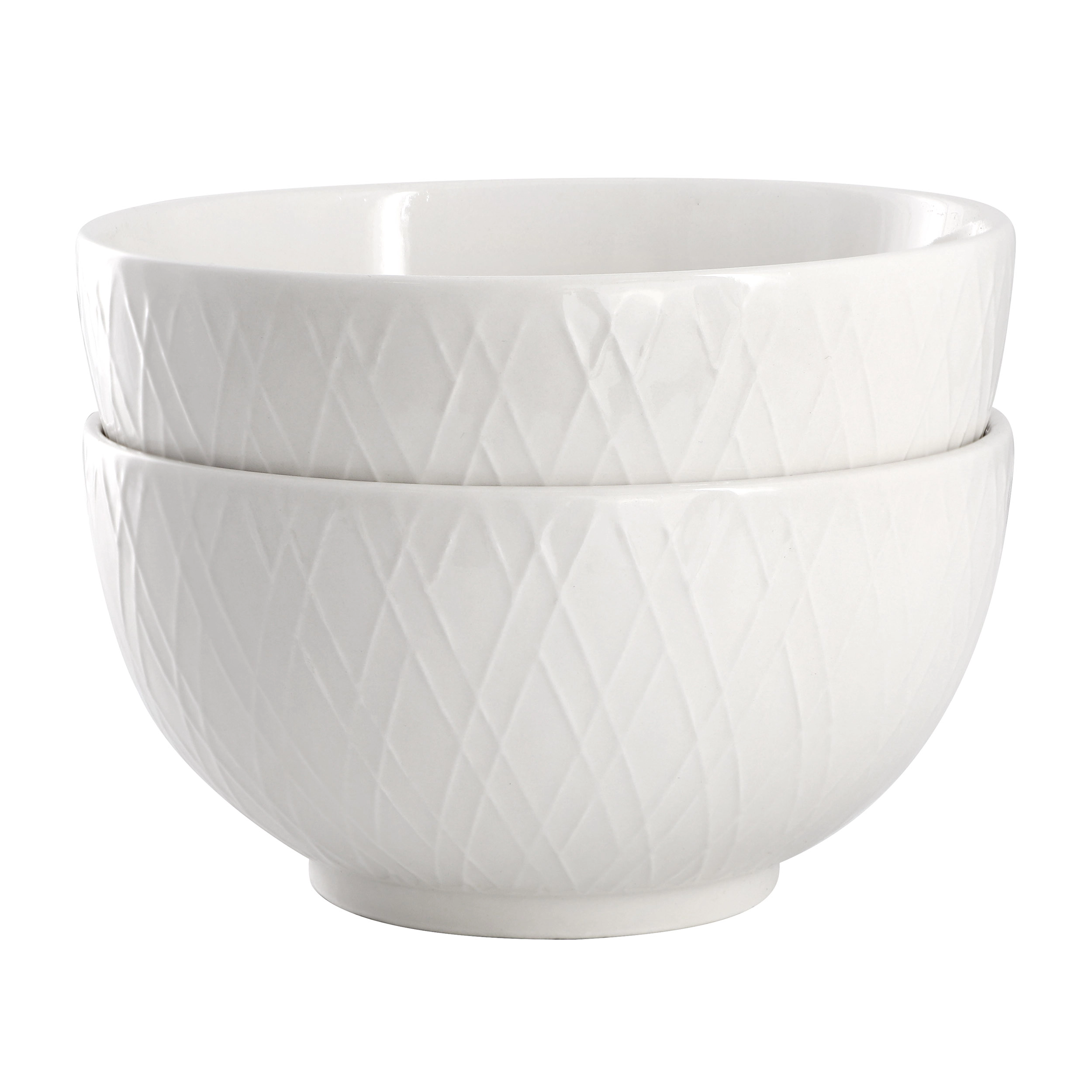 Gibson Home Great Essentials 2 Piece Fine Ceramic 6in Cereal Bowl Set in White
