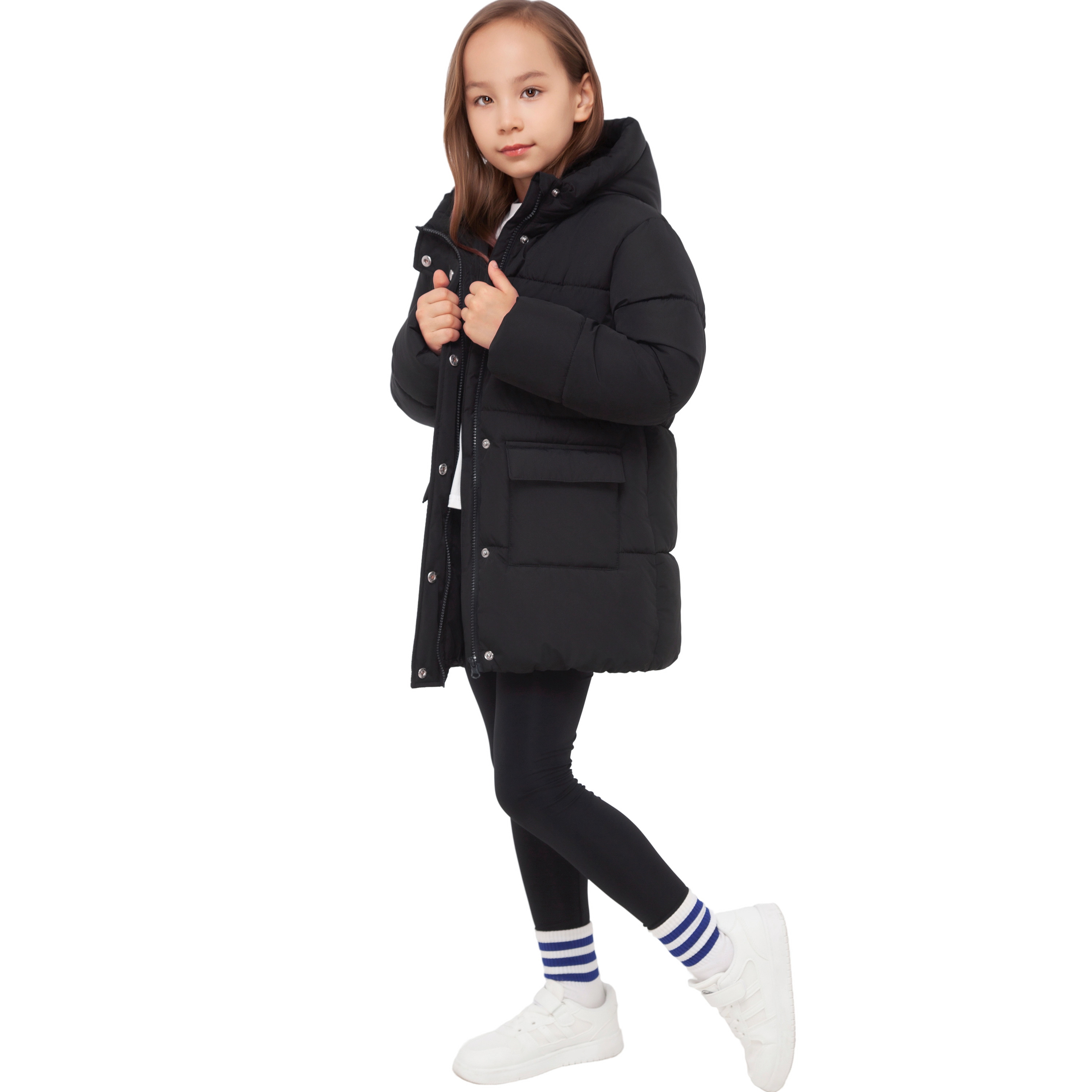 Rokka&Rolla Little & Big Kid Girls Madison Longline Hooded Puffer Jacket