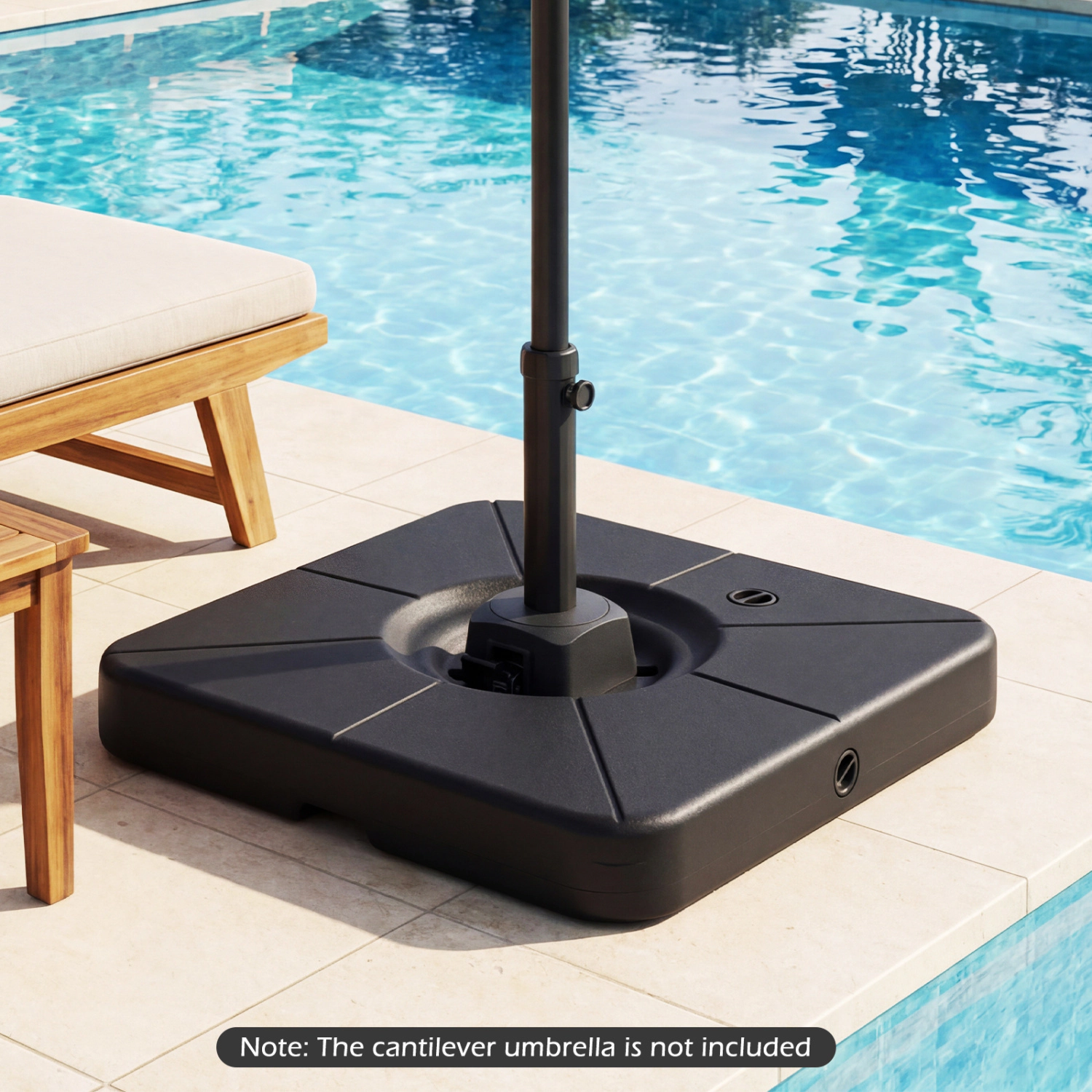 Slickblue Fillable Cantilever Patio Umbrella Base with Preinstalled Cross Bracket for Offset Umbrellas