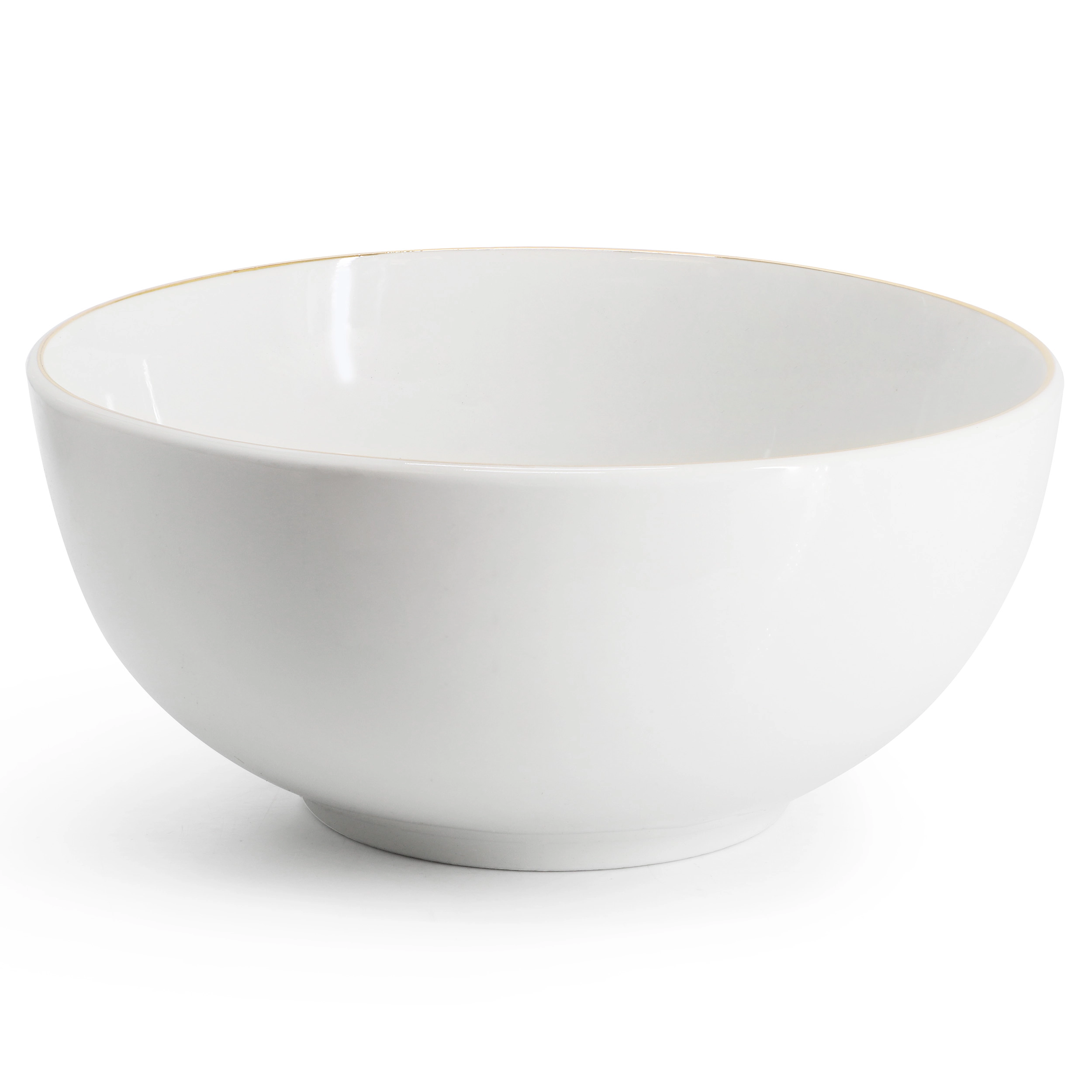 Gibson Home Ogalla 8 Piece Fine Ceramic 6 Inch 22 Ounce Cereal Bowl Set in White with Gold Rim