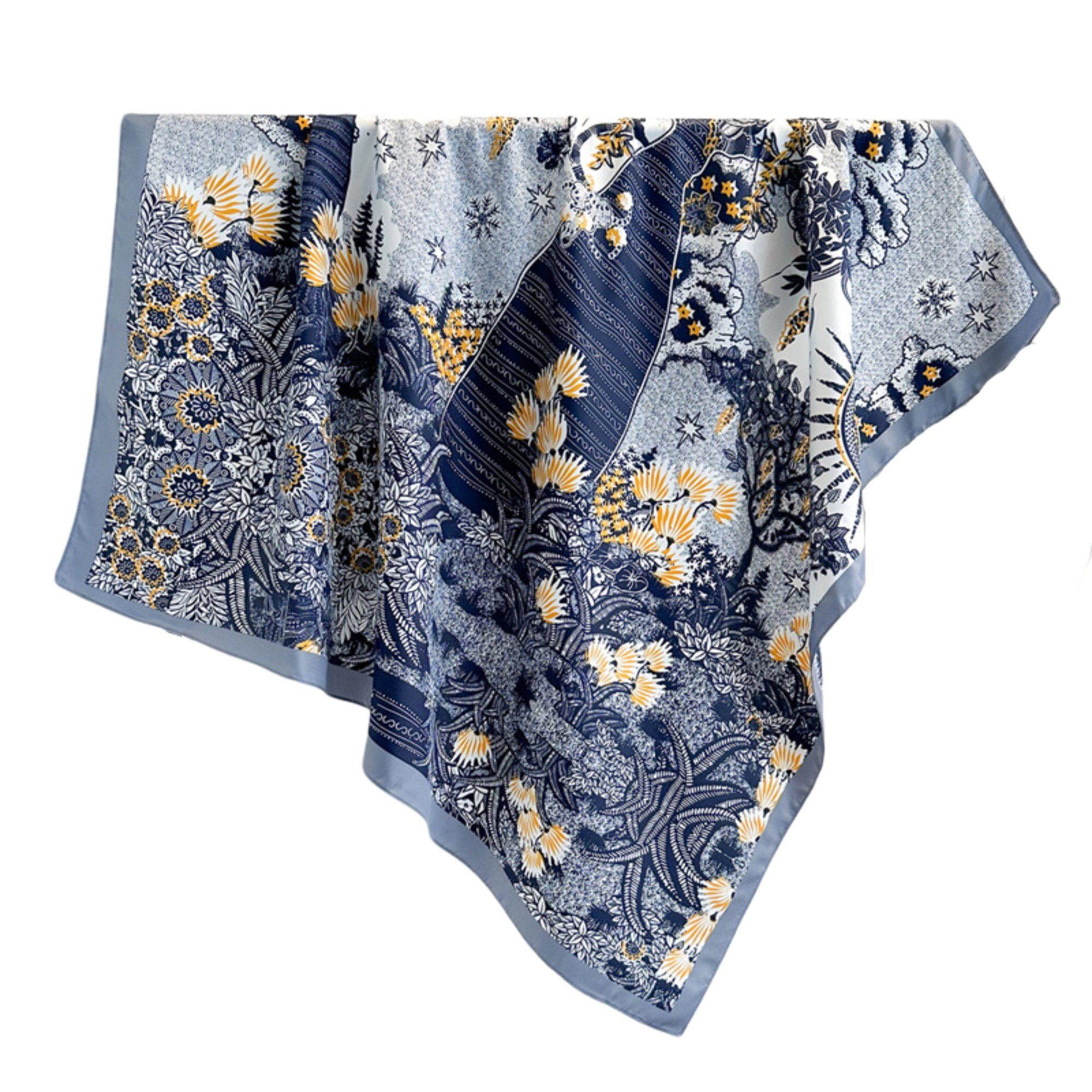 Anna-Kaci Womens Satin Square Scarf with Vintage Floral Print 35.4×35.4inches