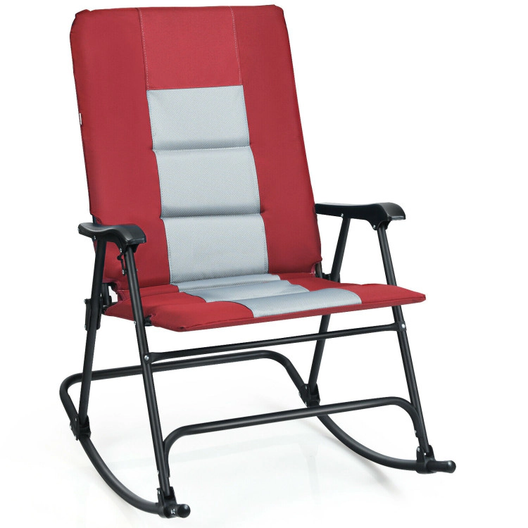 Hivvago Foldable Rocking Padded Portable Camping Chair with Backrest and Armrest